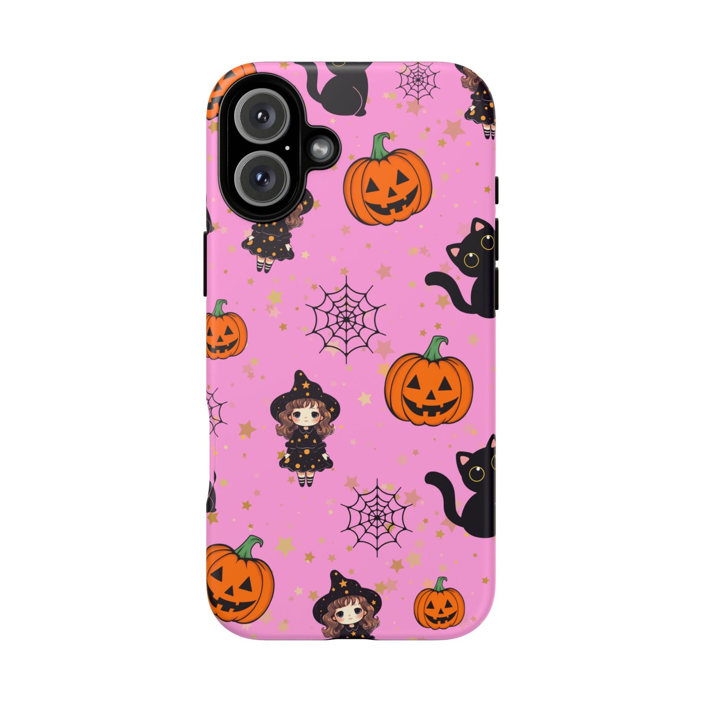 Pink Halloween Phone Case, Cute Witch and Cat Design, Spooky Fall Decor, Perfect Halloween Gift, Cute Cell Phone Case, Fun Pumpkin Design