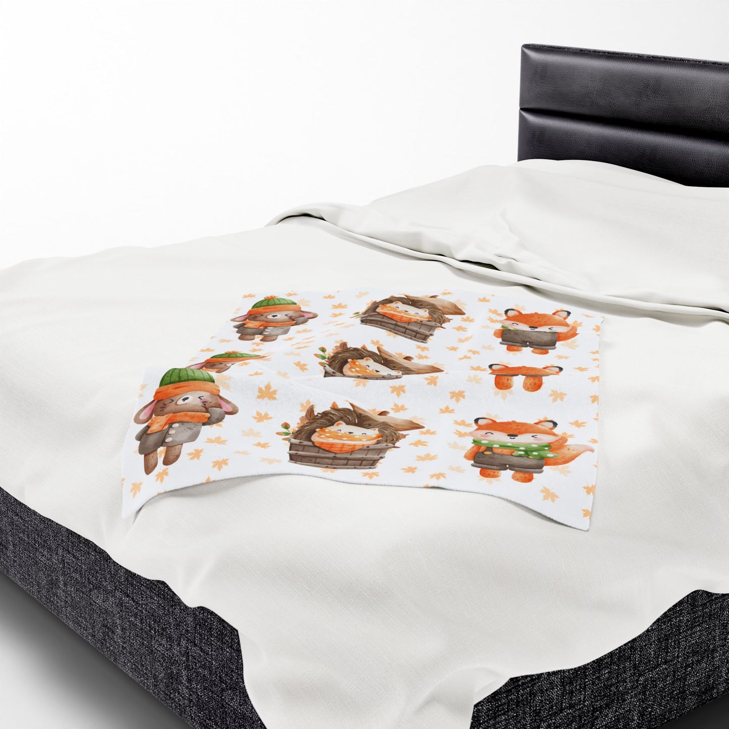 Cozy Woodland Animals Velveteen Plush Blanket | Cute Forest Creatures, Warm Throw for Kids, Nursery Décor, Fall Gift