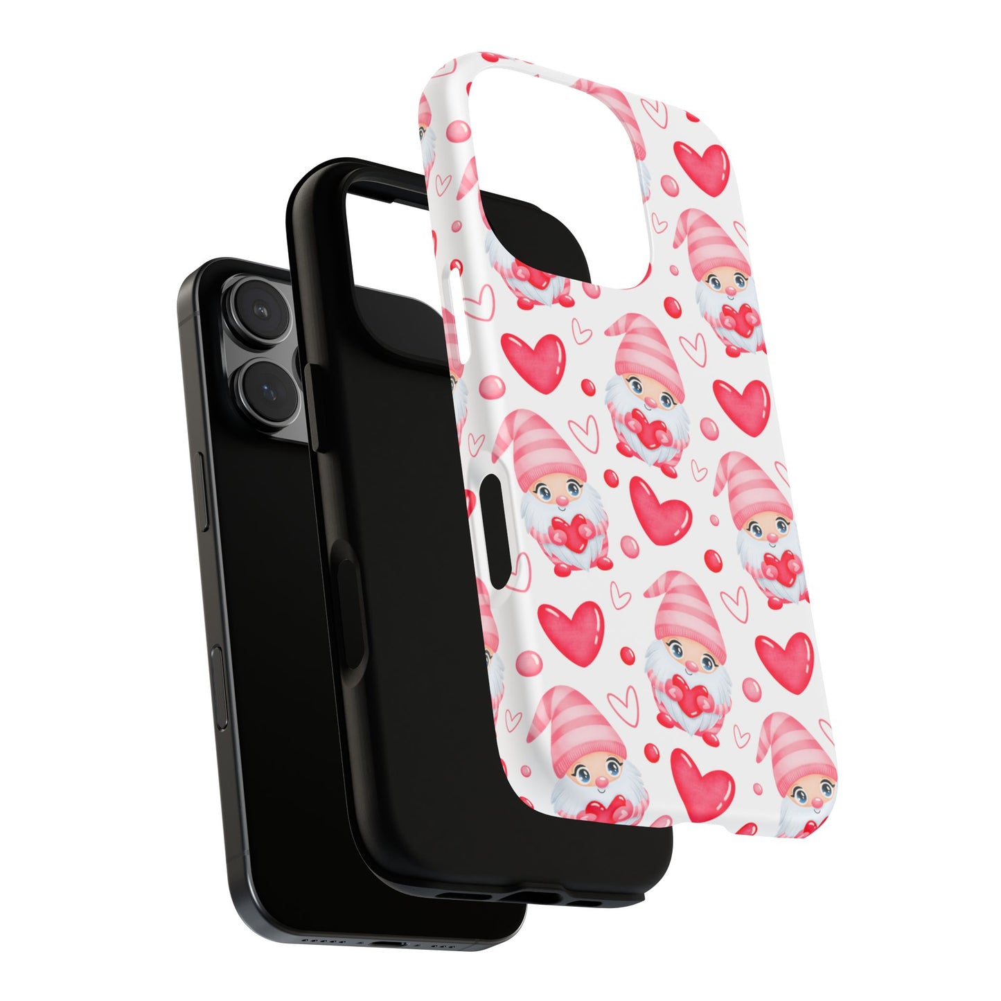 Pink Gnome Heart Phone Case, Festive Gift for Her, Unique Protective Case, Fun Holiday Accessory, Valentine's Day Accessory