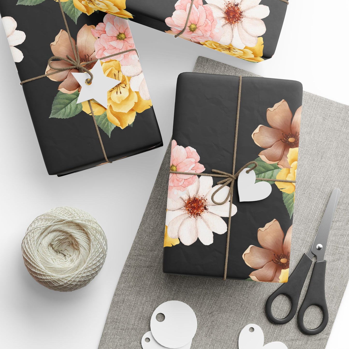 Elegant Black Floral Wrapping Paper – Vintage Flower Gift Wrap
