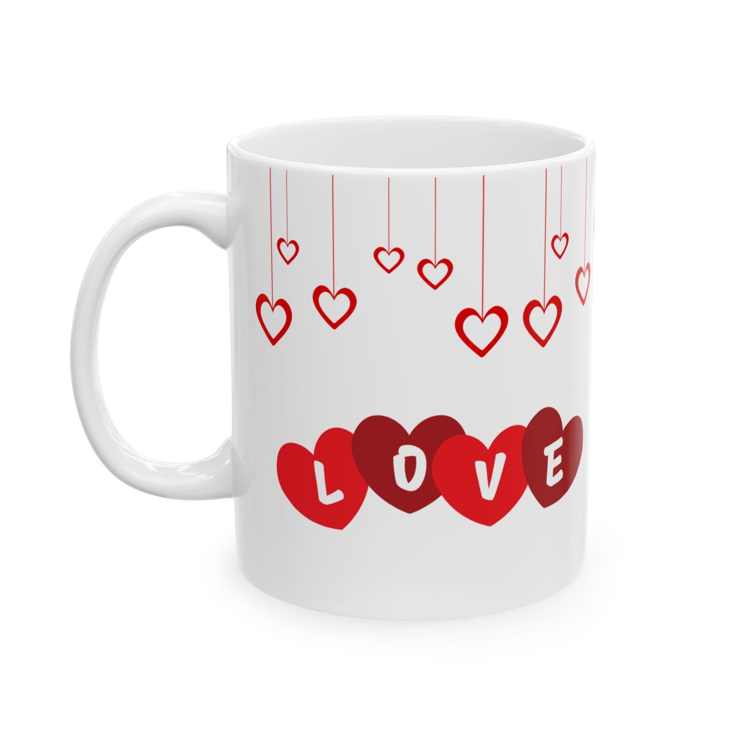 Valentine's Day Ceramic Mug, Love Hearts Gift for Partner, 11oz 15oz Coffee Cup, Romantic Tea Mug, Anniversary Gift for Him Her, Valentine's