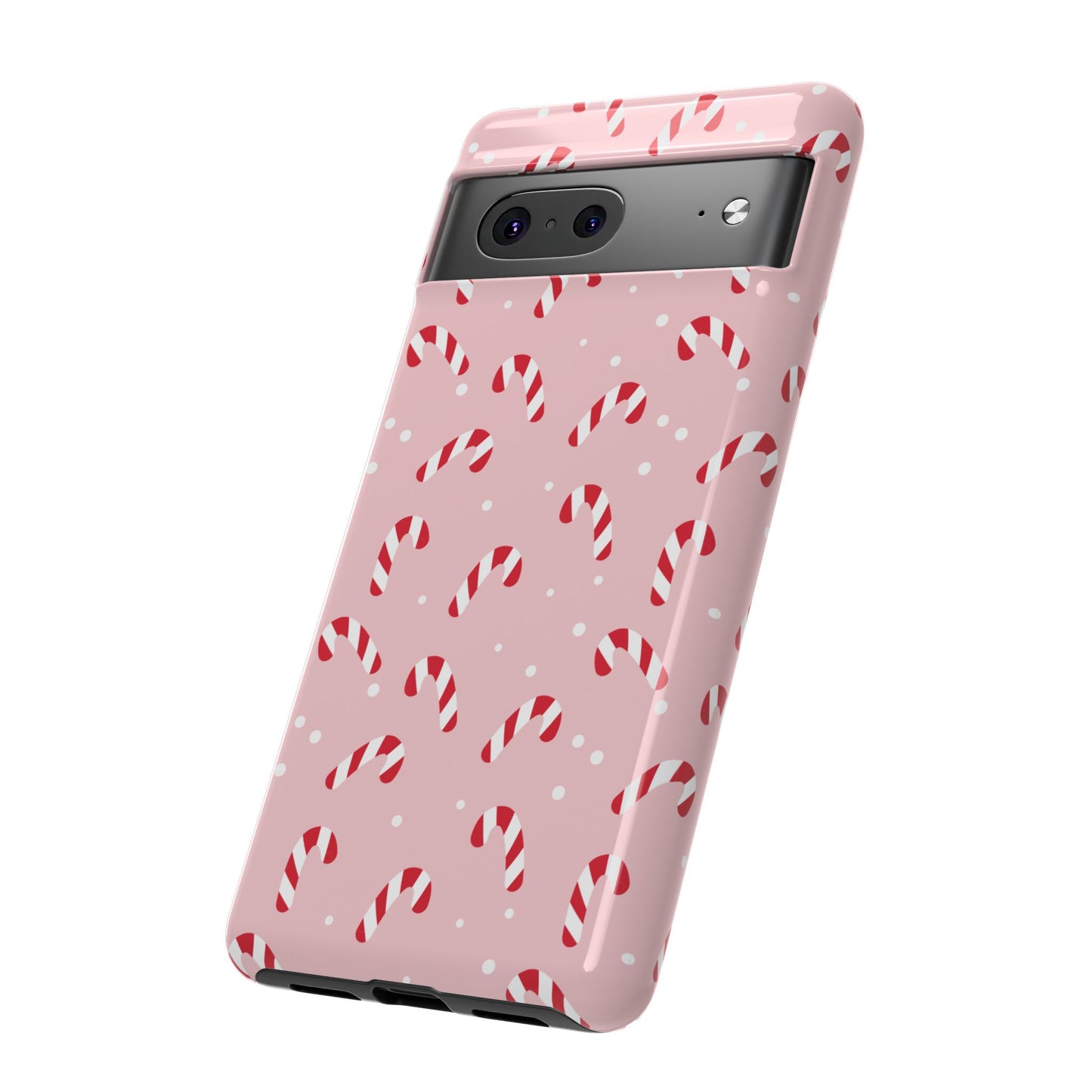 Pink Candy Cane Phone Case, Tough Phone Cover, Christmas Gift, Holiday Decor, Festive Tech Accessory, Cute Cell Phone Case