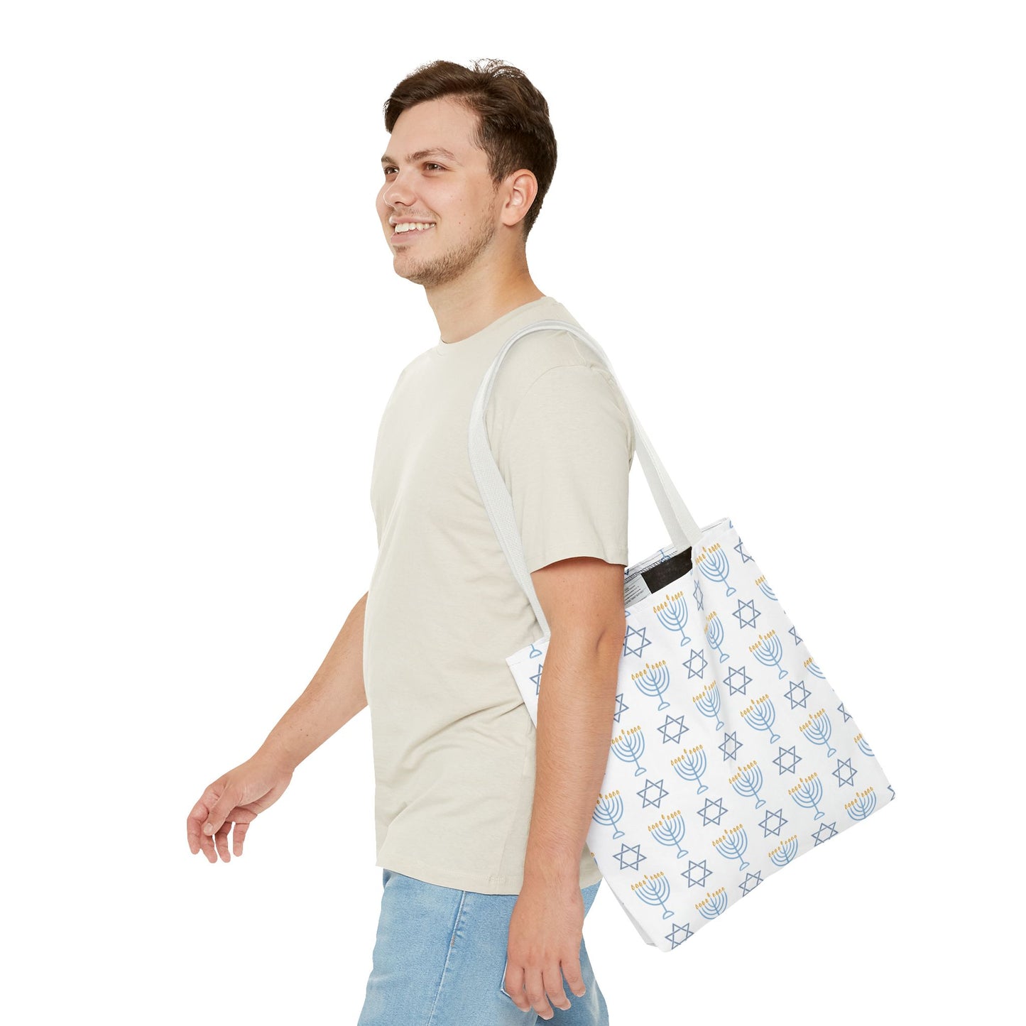 Hanukkah Celebration Tote Bag – Menorah & Star of David Design
