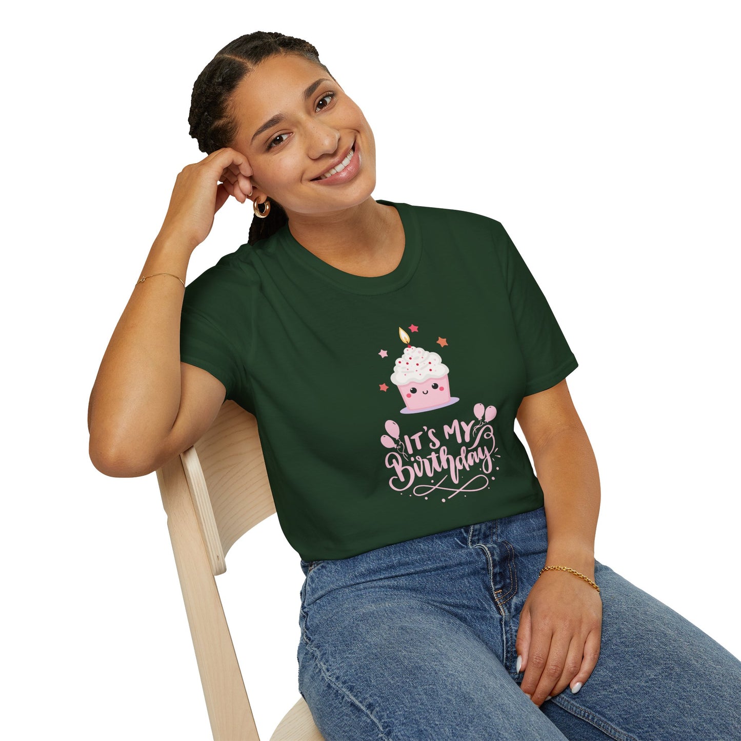 It's My Birthday Shirt for Women Pink Cupcake Graphic Tee, Cute Birthday Girl Outfit, Celebration T-Shirt, Party Gift Idea