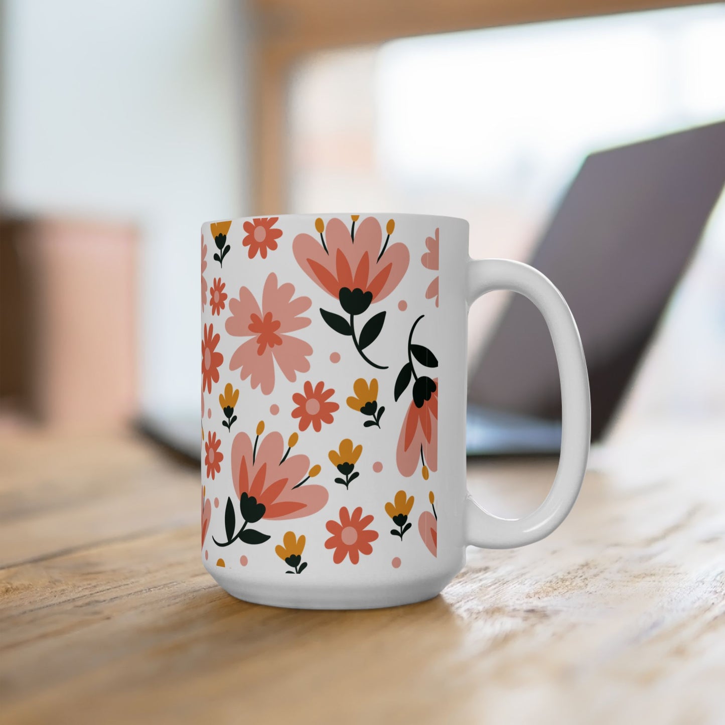 Pink Floral Coffee Mug – Cute Gift for Friends, Moms & Coworkers