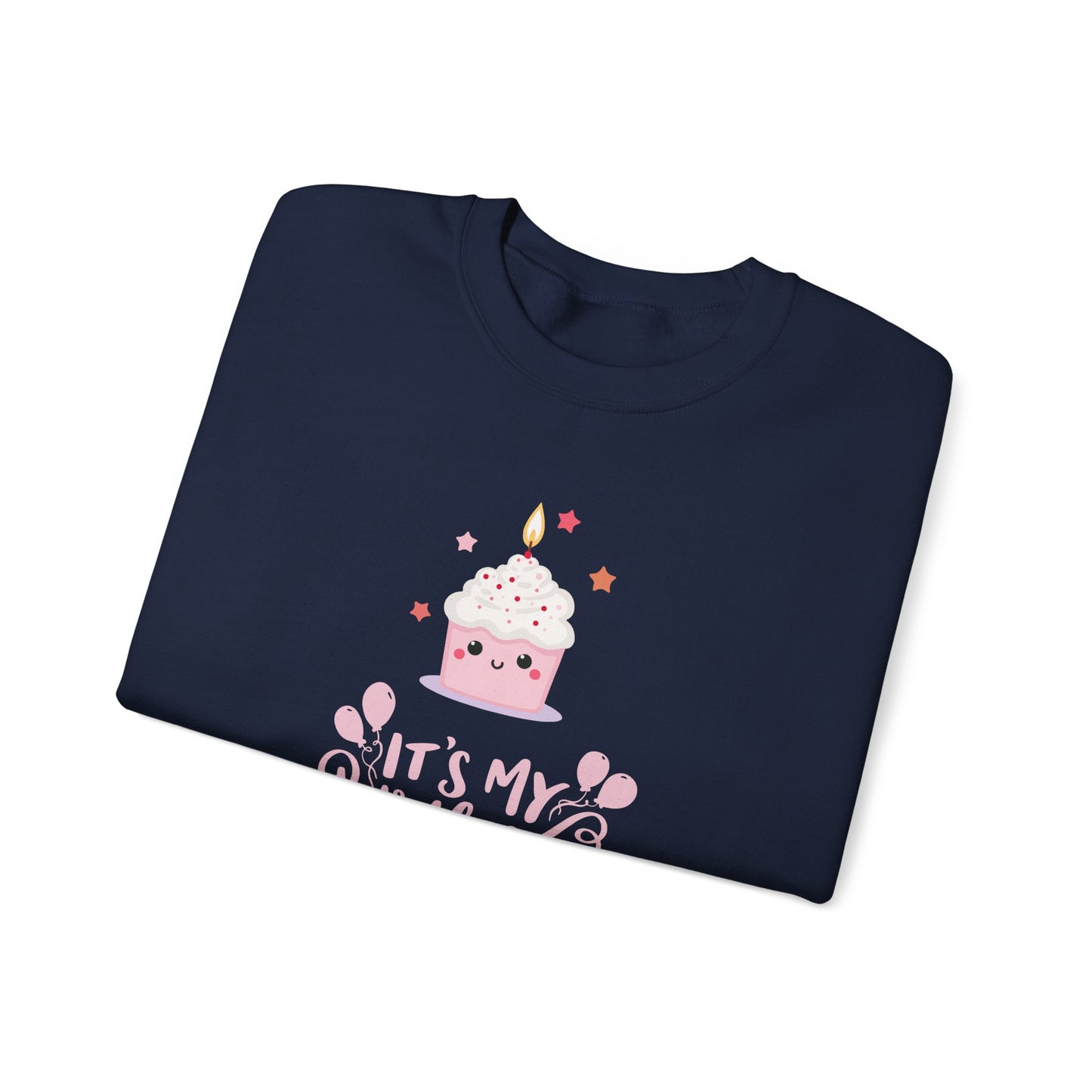 It's My Birthday Sweatshirt for Women, Pink Cupcake Graphic Tee, Cute Birthday Girl Outfit, Celebration T-Shirt, Party Gift Idea
