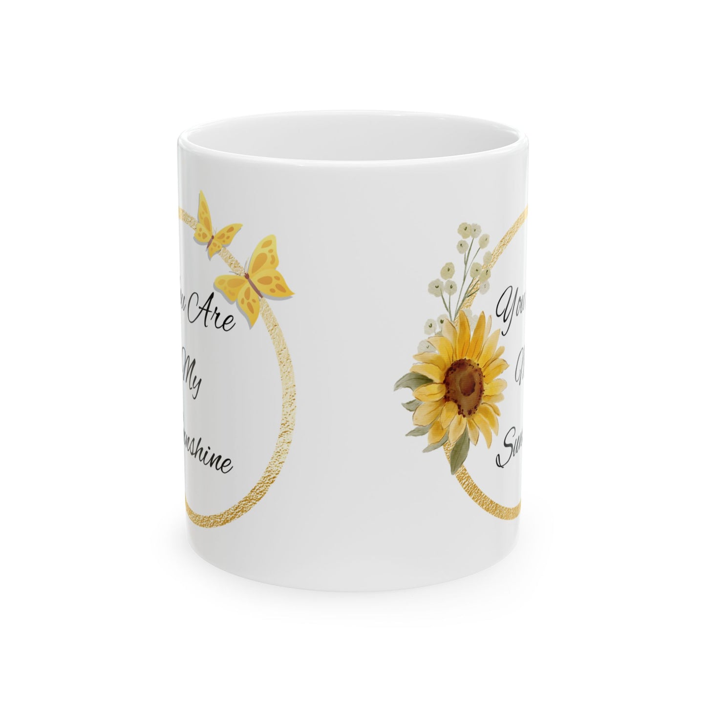 You Are My Sunshine Mug, Sunflower and Butterfly Ceramic Coffee Cup, Inspirational Gift for Mom or Friend, Mother's Day Mug