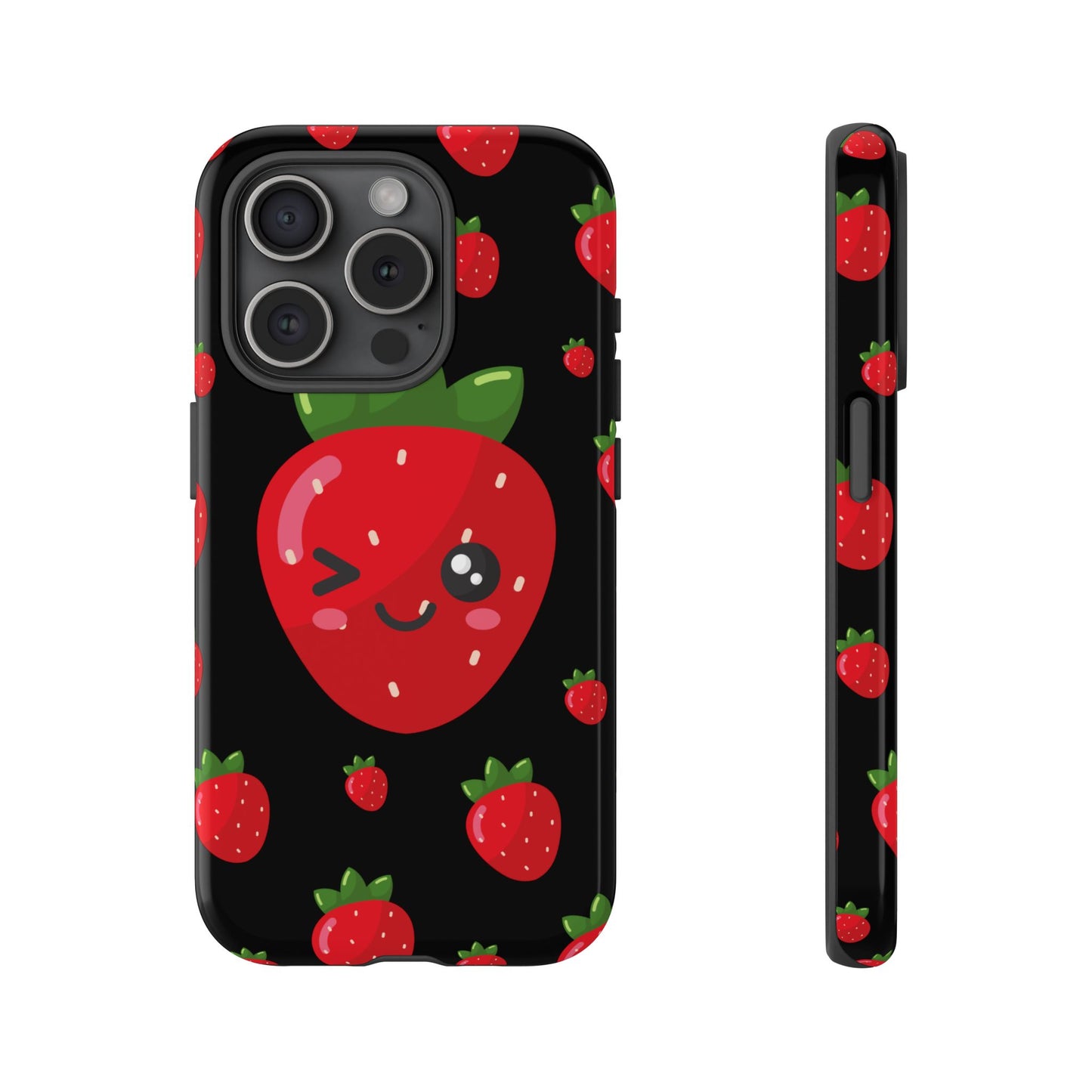 Cute Strawberry Phone Case, Kawaii Phone Cover, Tough Phone Cases, Gift for Teens, Summer Accessories, Cute Fruit Design