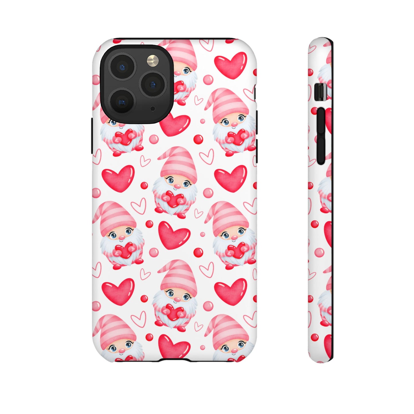 Pink Gnome Heart Phone Case, Festive Gift for Her, Unique Protective Case, Fun Holiday Accessory, Valentine's Day Accessory
