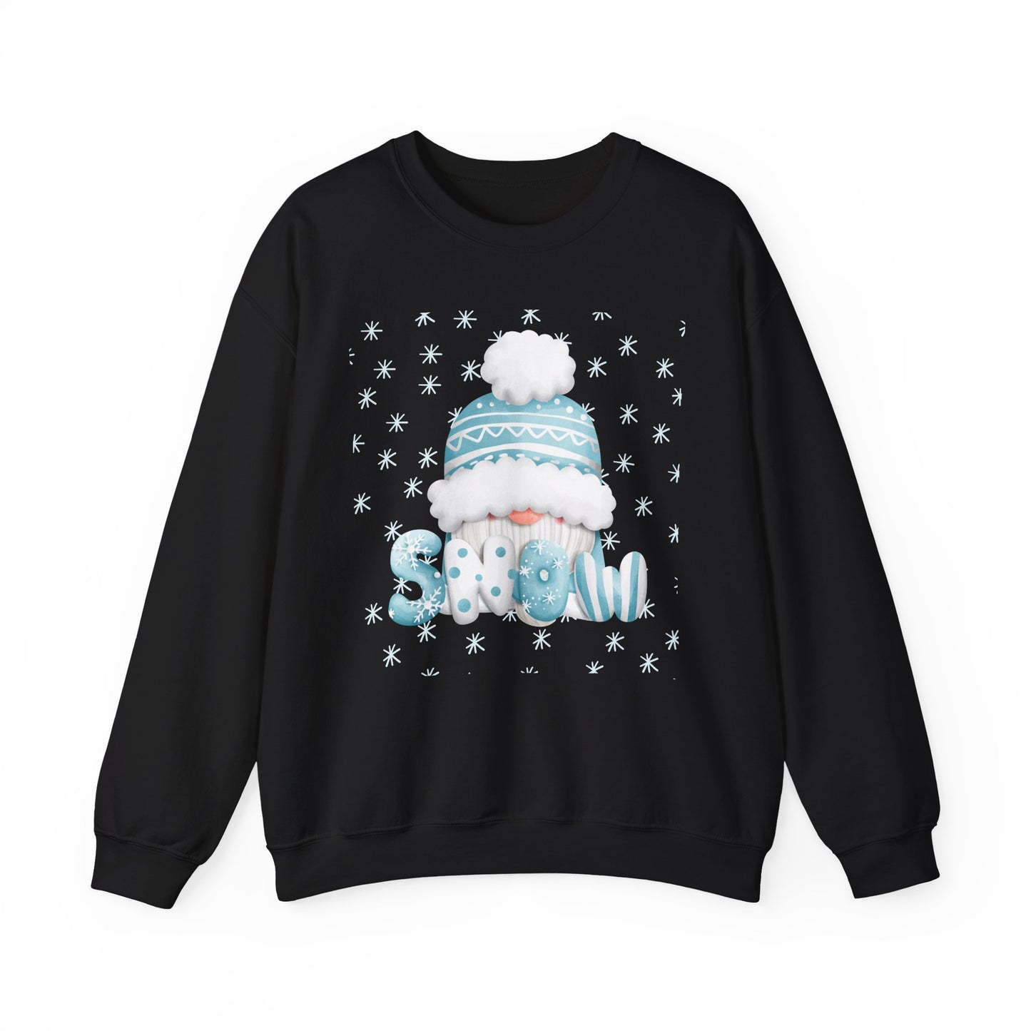 Winter Gnome "Snow" Sweatshirt, Cozy Holiday Crewneck, Cute Gnome Snowflake Graphic Top