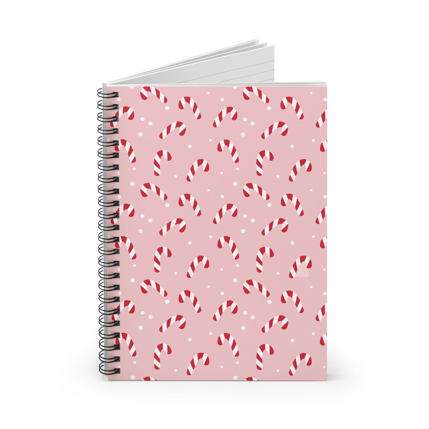Pink Candy Cane Spiral Notebook for Holiday Notes, Festive Journal, Christmas Gift, School Supplies, To-Do List