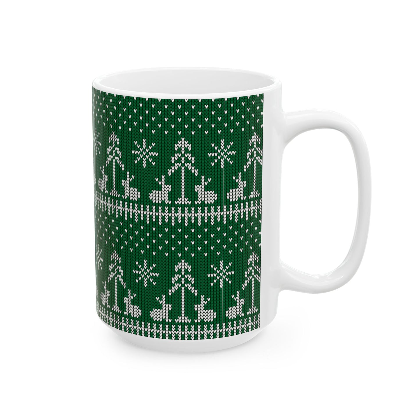 Green Knitted Bunny Holiday Mug