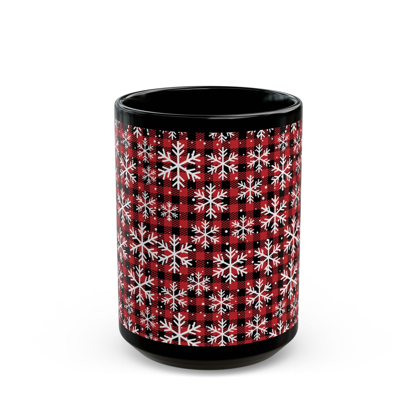 Buffalo Plaid Snowflake Ceramic Mug – Cozy Winter Coffee Cup