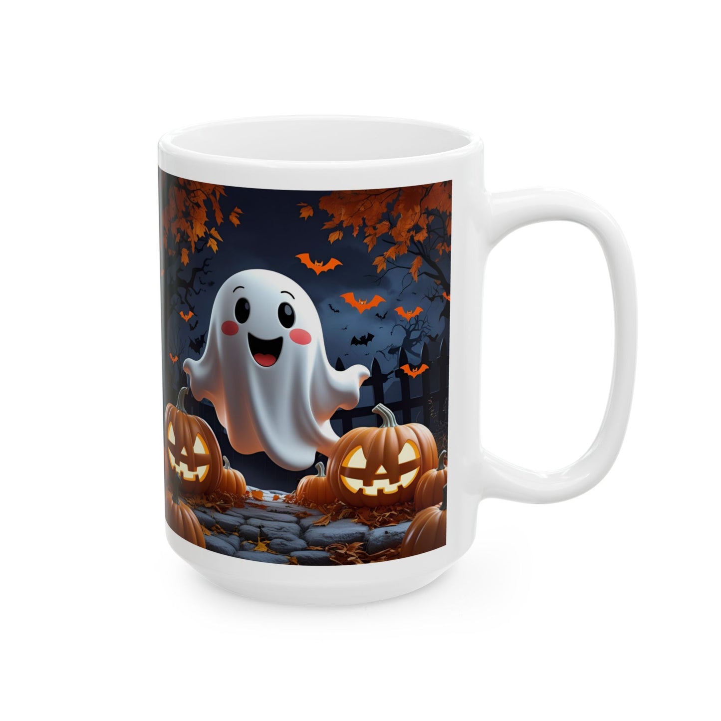 Ghostly Ceramic Mug, Halloween Spooky Pumpkins Gift, Cute Cartoon Cup, Tea Coffee Drinkware, Haunted Seasonal Decor, Scary Kitchen
