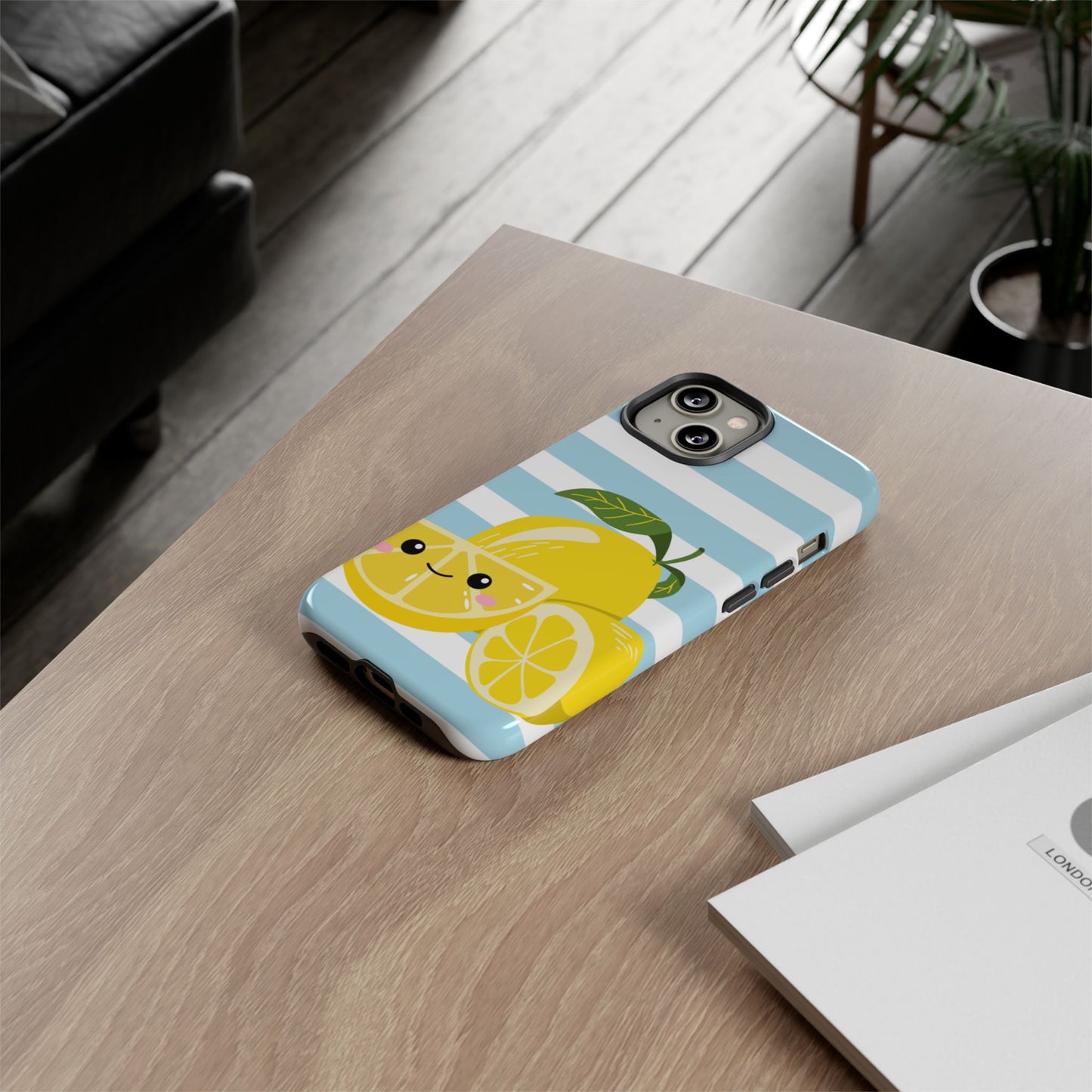 Striped Lemon Phone Case - Tough Cases, Fruit Design, Fun iPhone Cover, Summer Accessories, Bright Phone Protection