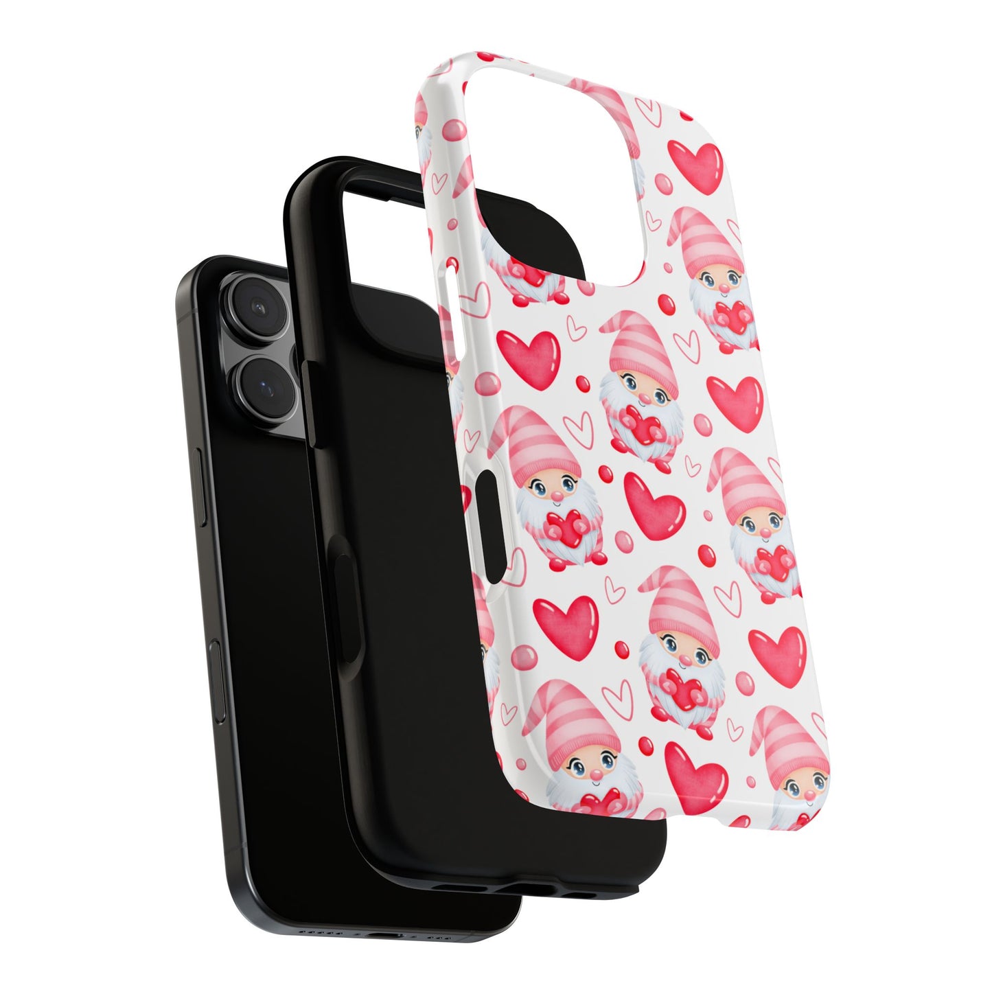 Pink Gnome Heart Phone Case, Festive Gift for Her, Unique Protective Case, Fun Holiday Accessory, Valentine's Day Accessory