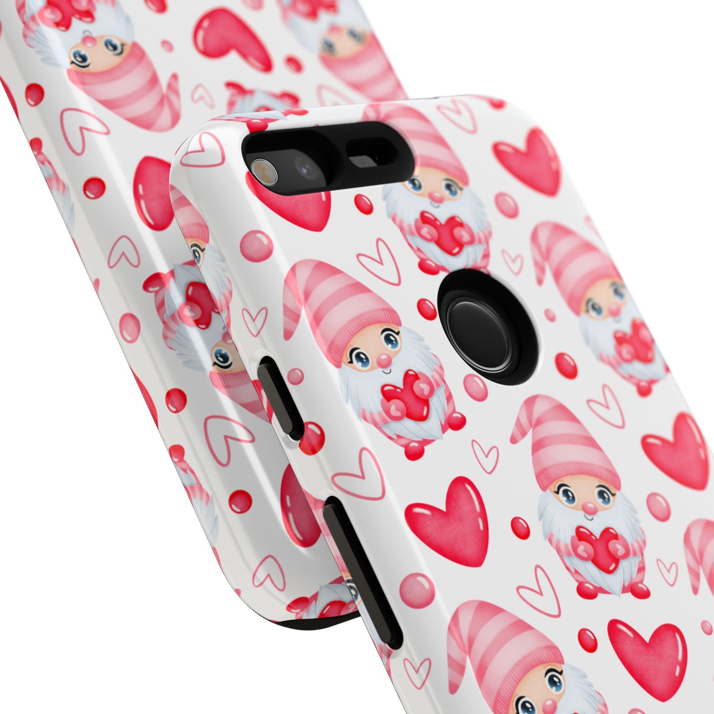 Pink Gnome Heart Phone Case, Festive Gift for Her, Unique Protective Case, Fun Holiday Accessory, Valentine's Day Accessory