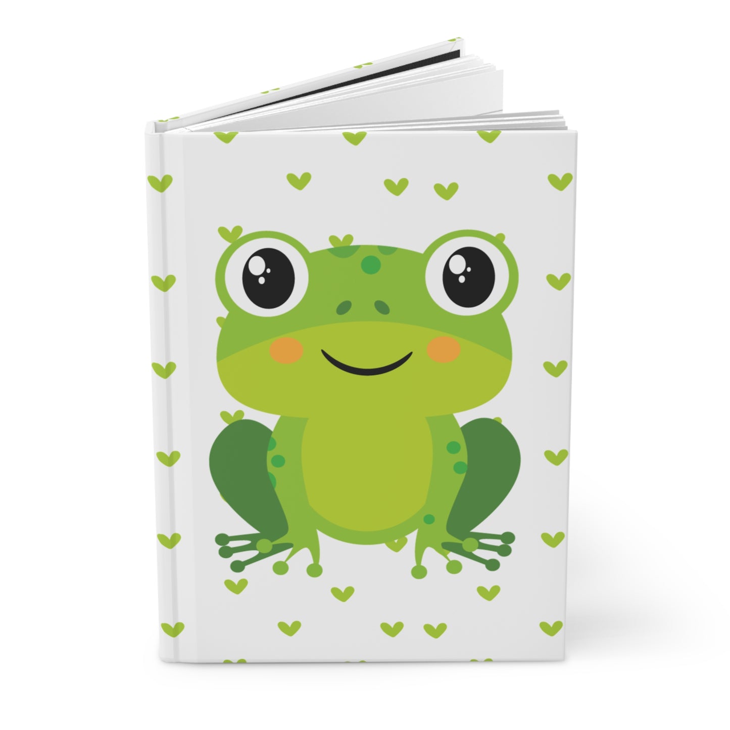 Cute Frog Hardcover Journal with Heart Pattern, Perfect Gift for Kids, Nature Lovers, Journal, Stationery, Eco-Friendly, School Supplies