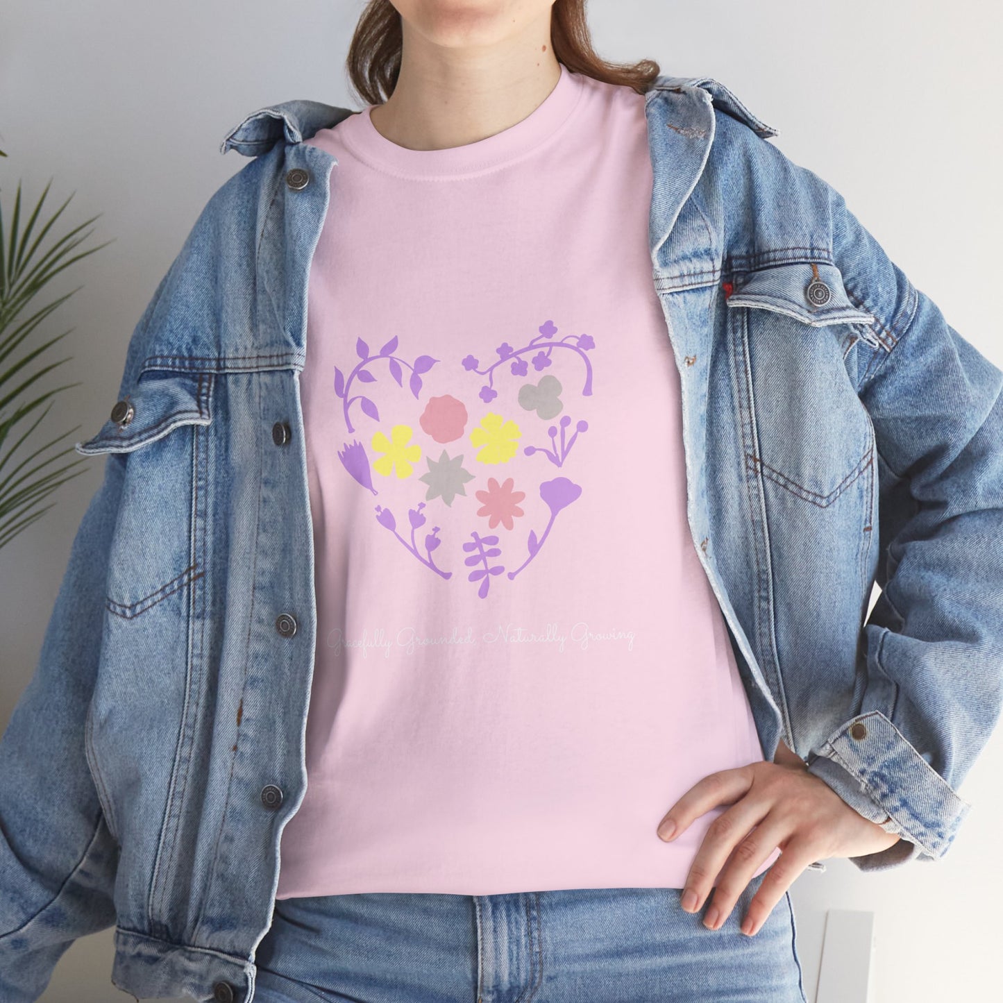 Gracefully Grounded Short Sleeve Tee, Floral Heart Inspirational T-Shirt