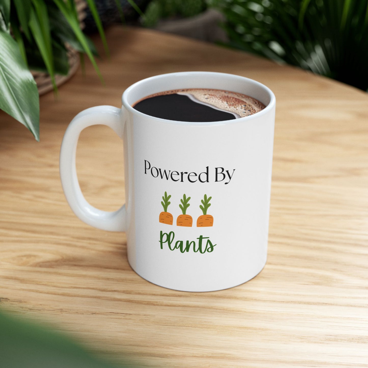 Power by Plants Ceramic Mug - Unique Veggie Lover Gift for Home, Coffee, Tea, Kitchen, Eco-Friendly, Gardening