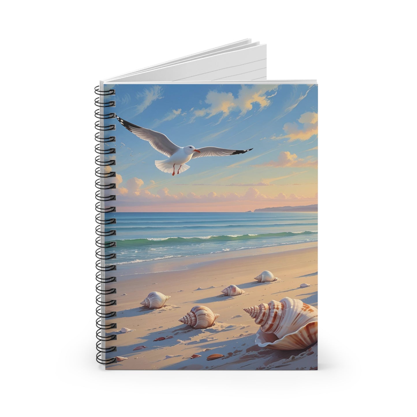 Peaceful Beach Scene Spiral Notebook - Perfect for Journaling, Note Taking, Gifts, Coastal Decor, Summer Vibes