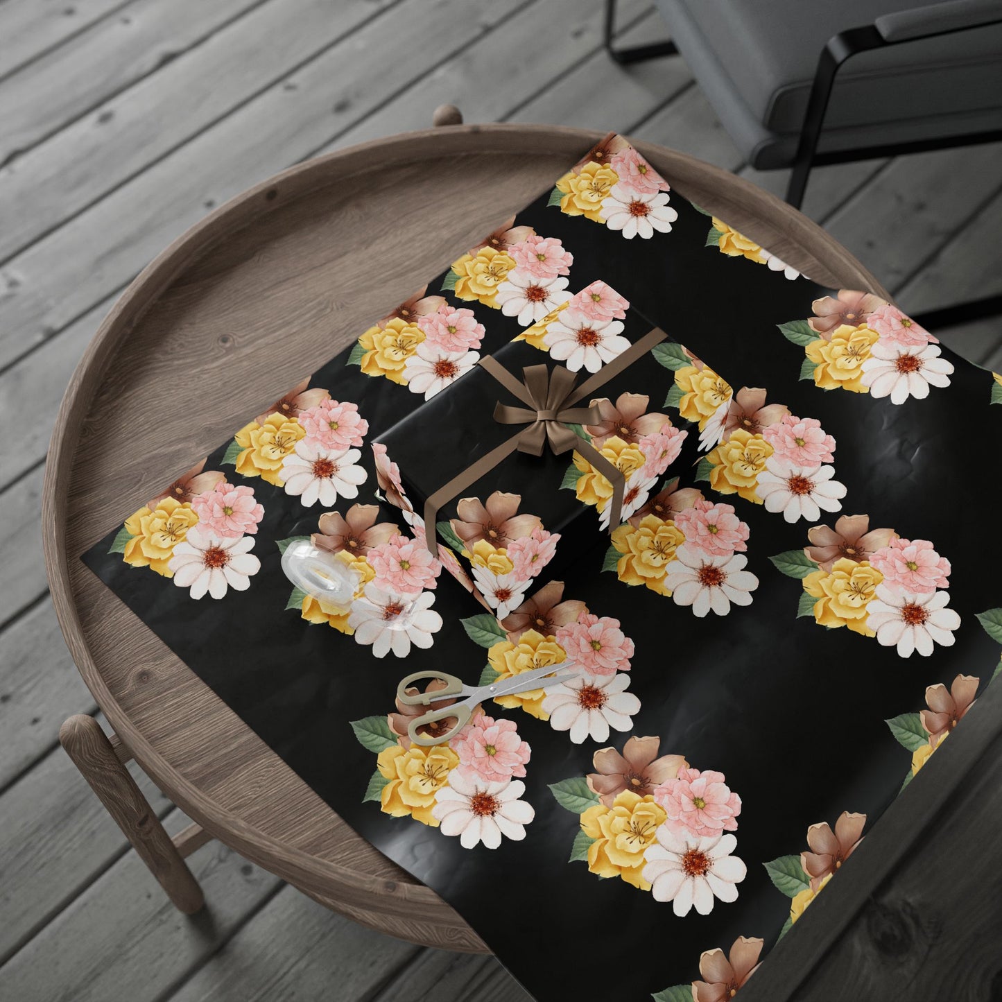 Elegant Black Floral Wrapping Paper – Vintage Flower Gift Wrap