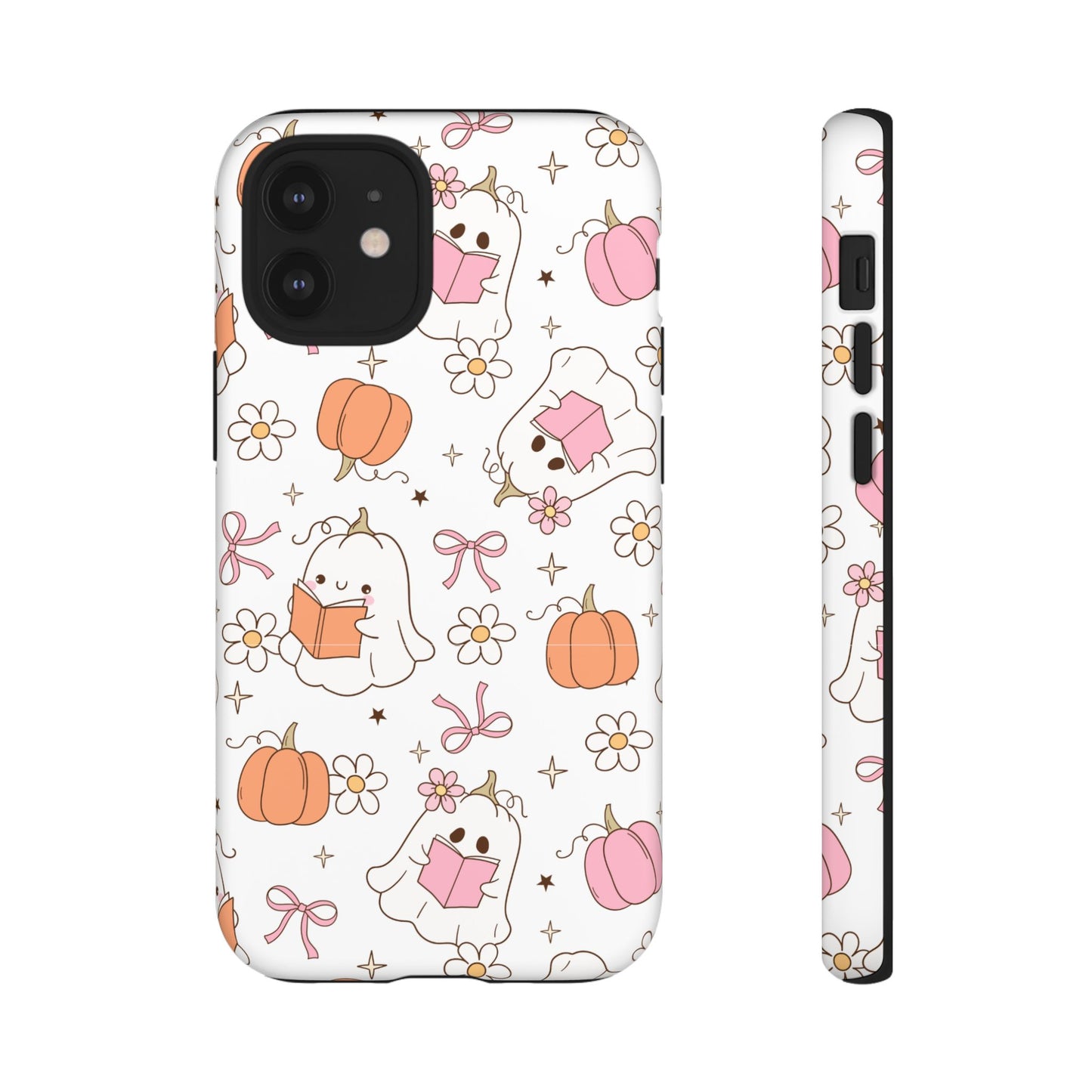 Pink Ghost and Pumpkin Phone Case, Halloween Decor, Girlfriend Gift, Kawaii Phone Cover, Fall Accessories