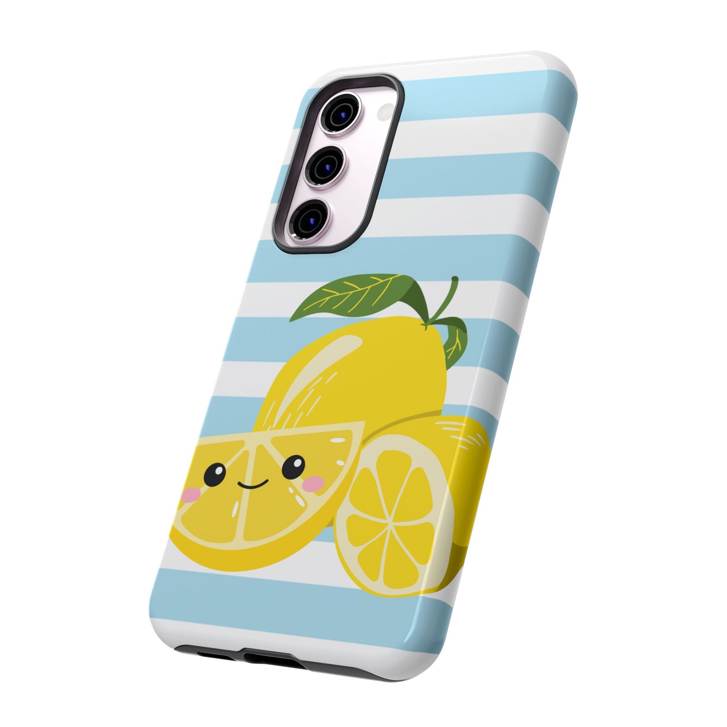 Striped Lemon Phone Case - Tough Cases, Fruit Design, Fun iPhone Cover, Summer Accessories, Bright Phone Protection