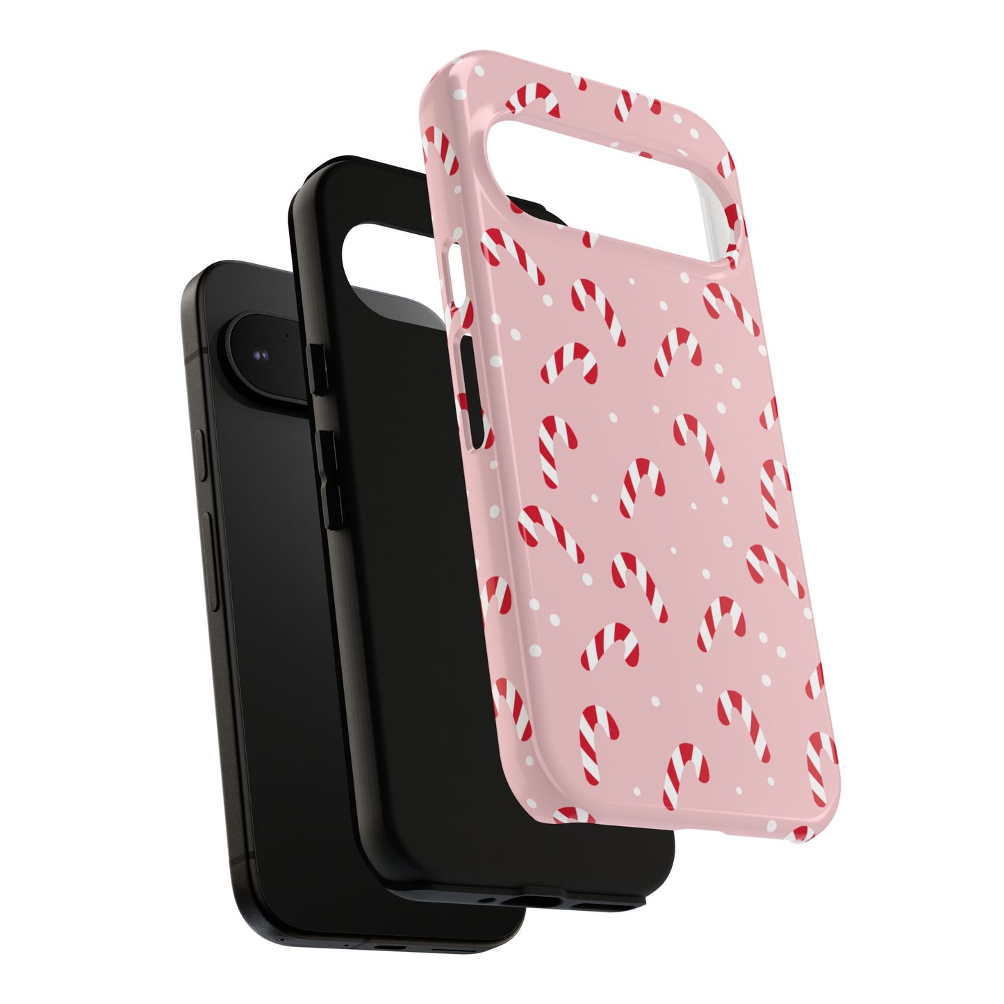 Pink Candy Cane Phone Case, Tough Phone Cover, Christmas Gift, Holiday Decor, Festive Tech Accessory, Cute Cell Phone Case