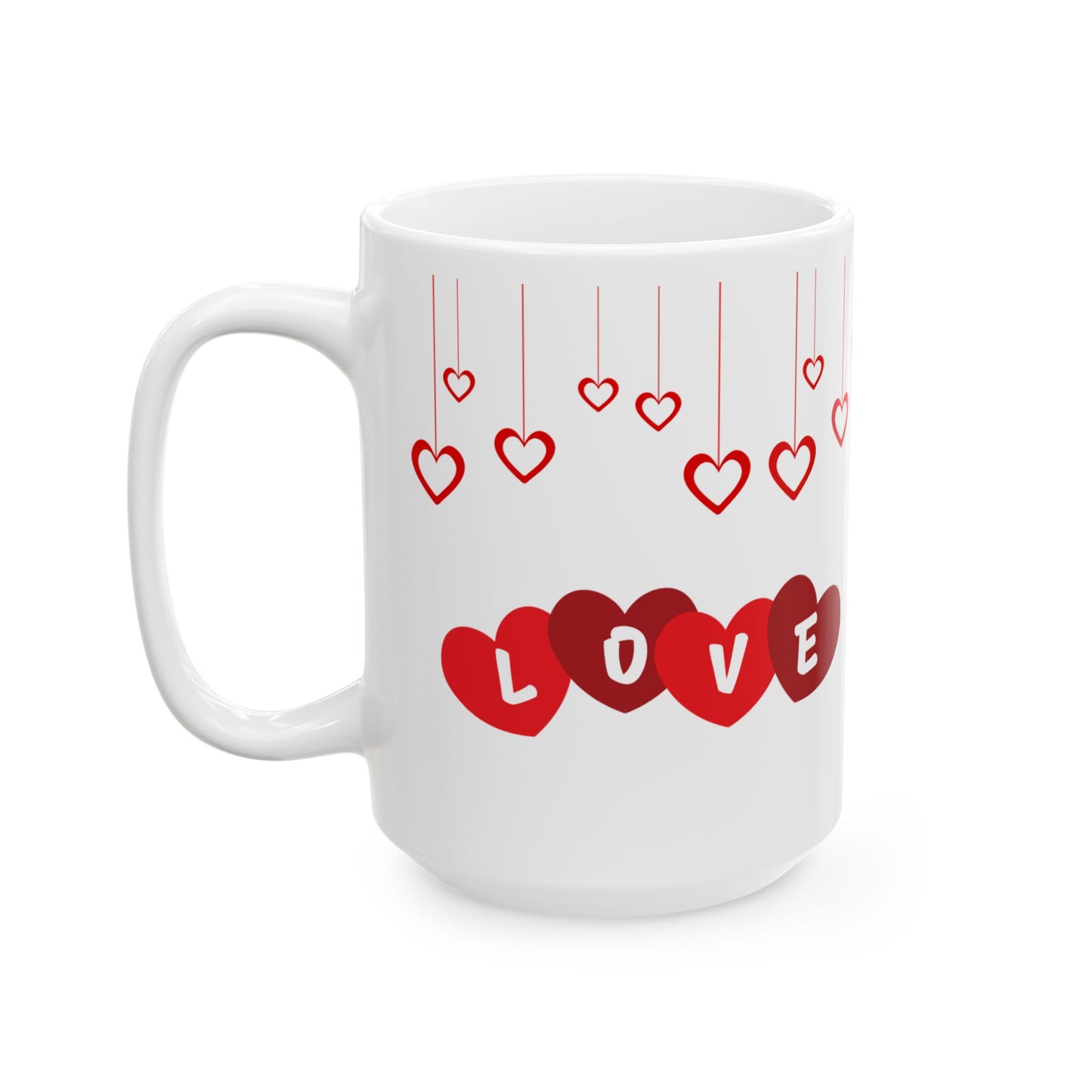 Valentine's Day Ceramic Mug, Love Hearts Gift for Partner, 11oz 15oz Coffee Cup, Romantic Tea Mug, Anniversary Gift for Him Her, Valentine's