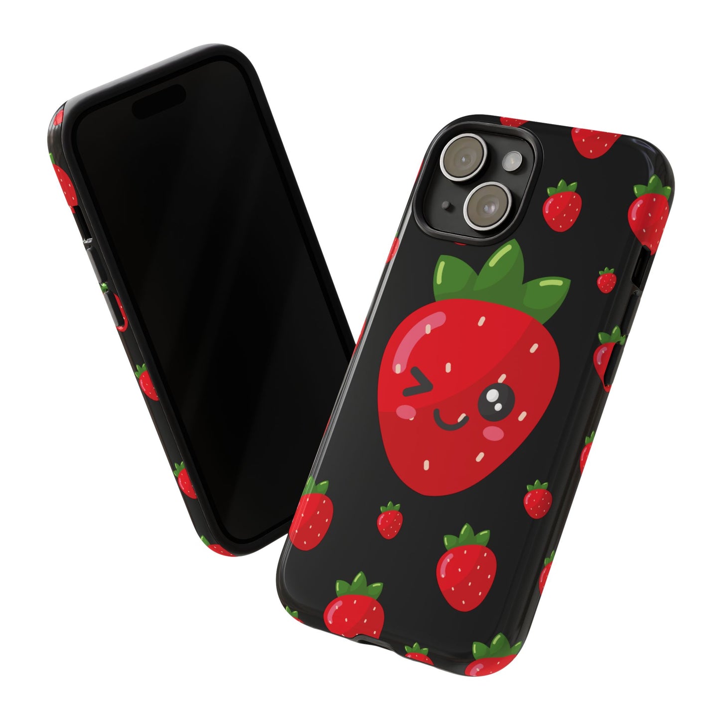 Cute Strawberry Phone Case, Kawaii Phone Cover, Tough Phone Cases, Gift for Teens, Summer Accessories, Cute Fruit Design