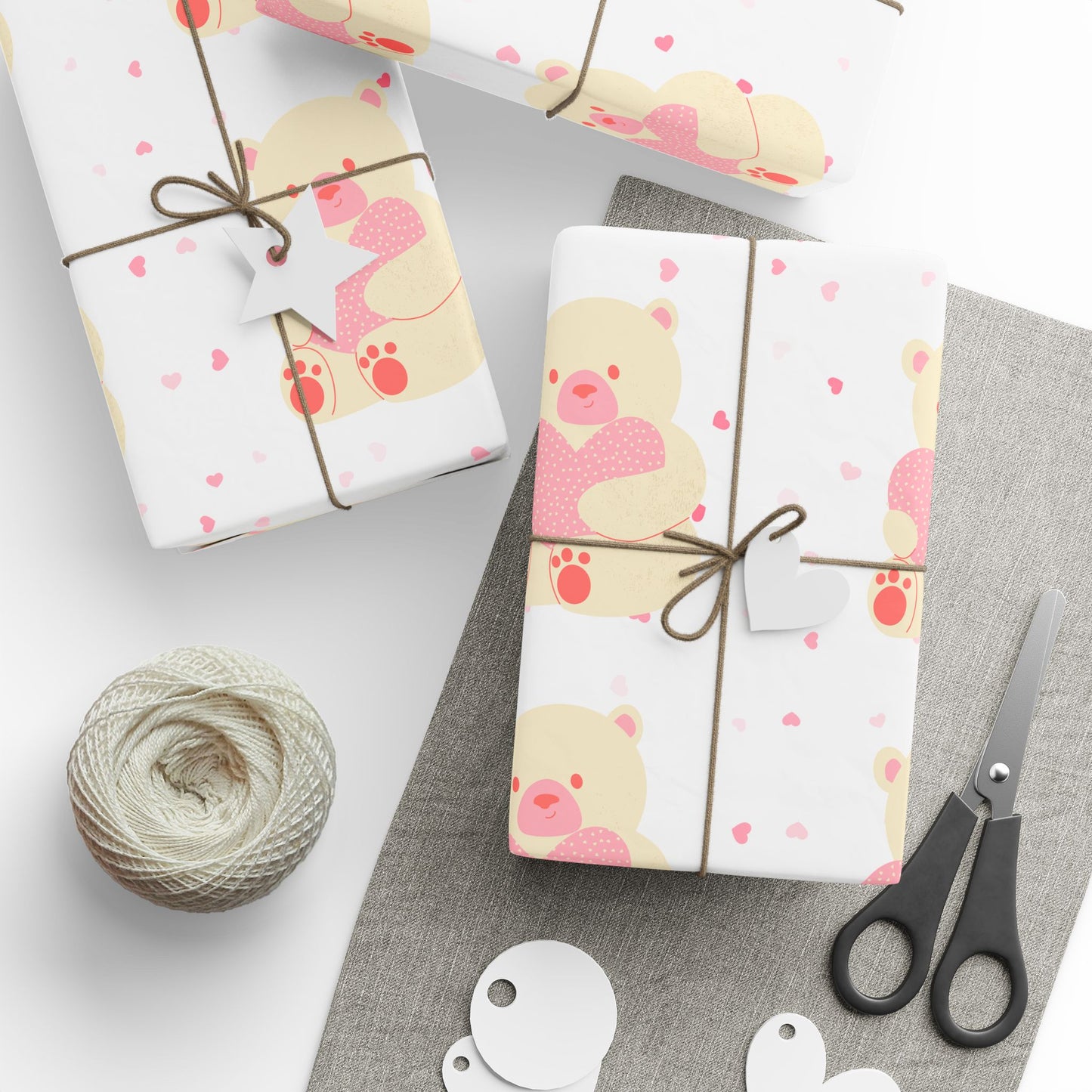 Teddy Bear Heart Wrapping Paper | Cute Valentine’s Gift Wrap