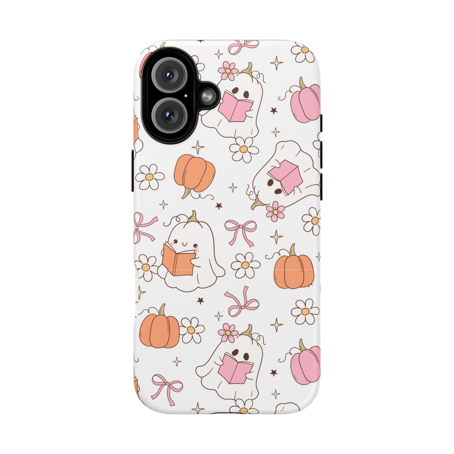 Pink Ghost and Pumpkin Phone Case, Halloween Decor, Girlfriend Gift, Kawaii Phone Cover, Fall Accessories