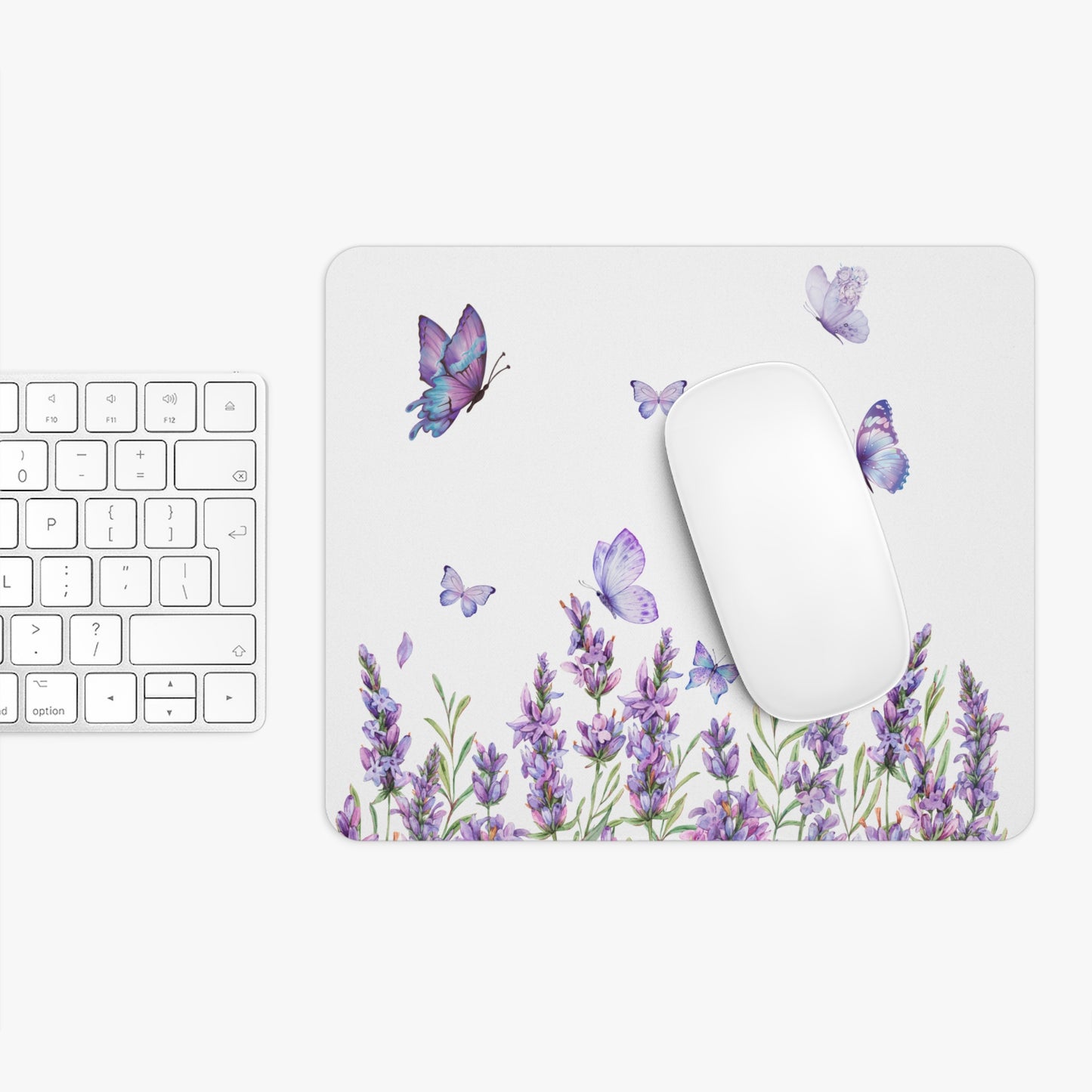 Lavender Butterfly Mouse Pad, Floral Desk Accessory, Gift for Her, Office Decor, Nature Lover, Home Workspace