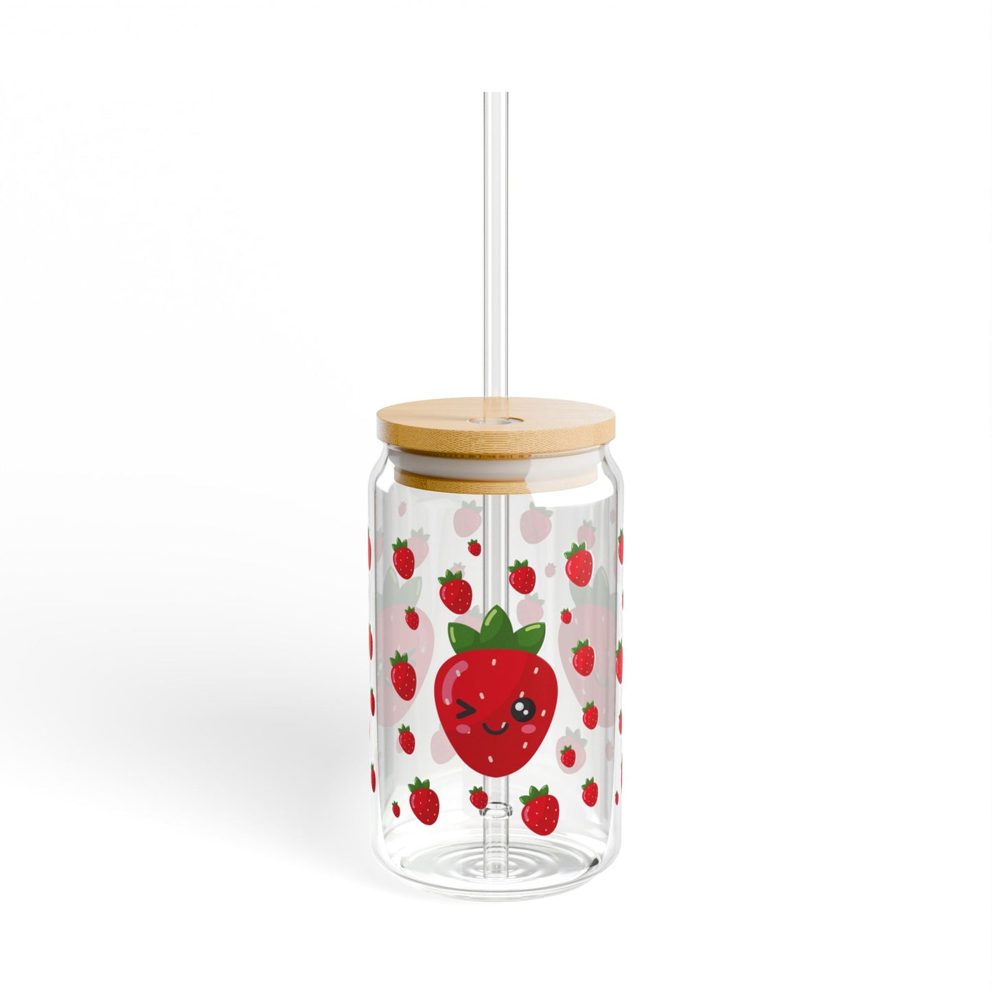 Cute Strawberry Sipper Glass, 16oz - Perfect for Summer Parties, Eco-Friendly Drinkware, Gifts for Fruit Lovers, Beach Picnic