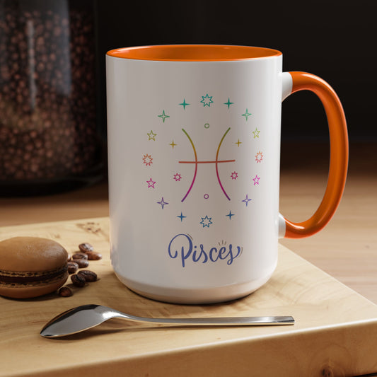 Colorful Pisces Coffee Mug, Astrology Gift, Fun Mug for Tea Lovers, Zodiac, Unique Birthday Present
