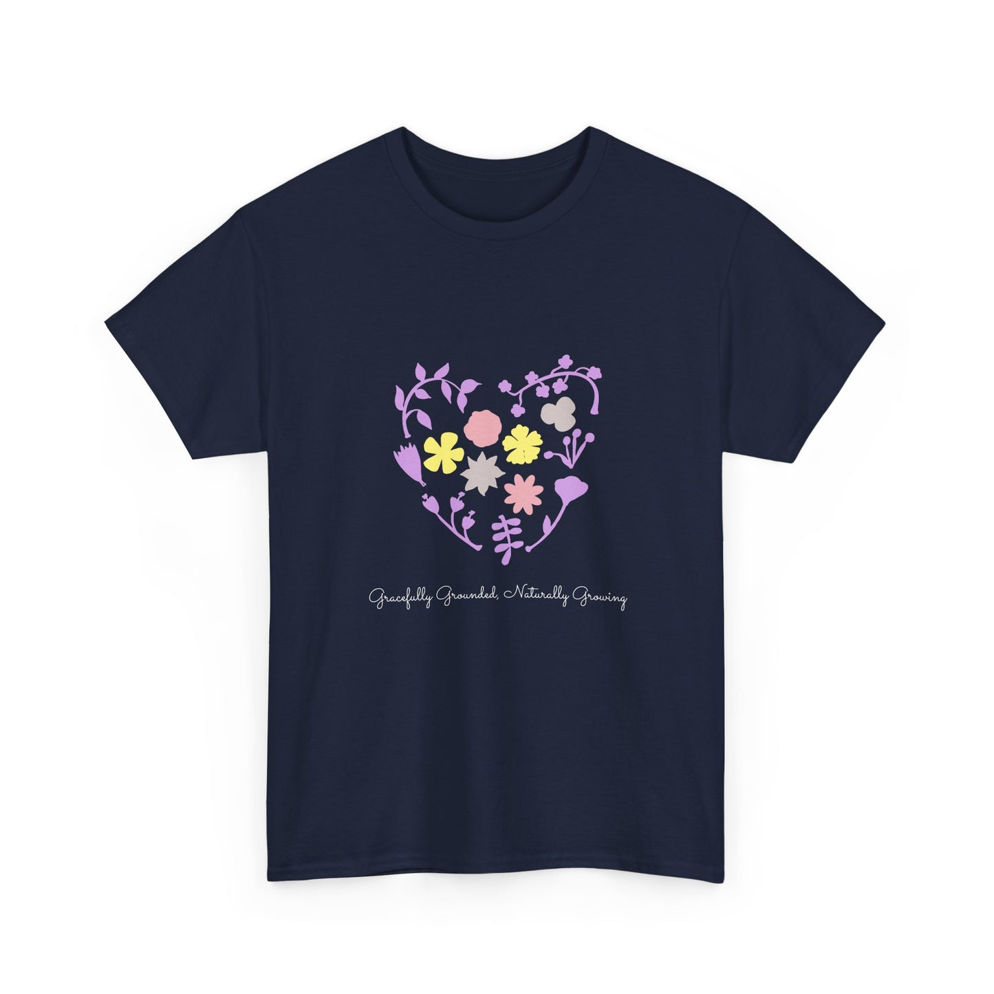 Gracefully Grounded Short Sleeve Tee, Floral Heart Inspirational T-Shirt