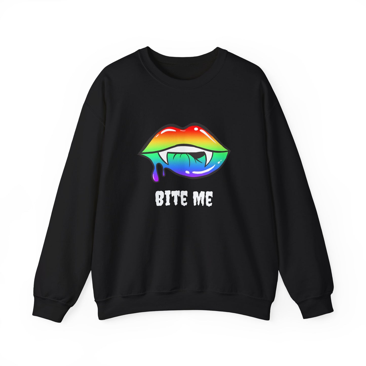 Colorful Vampire Fangs Crewneck Sweatshirt, Halloween Party Apparel, Spooky Fall Fashion, Unisex Sweatshirt, Halloween Sweatshirt,