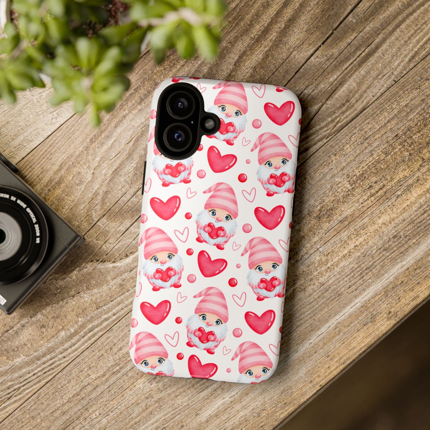 Pink Gnome Heart Phone Case, Festive Gift for Her, Unique Protective Case, Fun Holiday Accessory, Valentine's Day Accessory