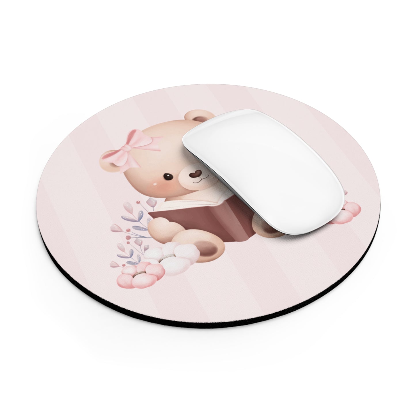 Cute Bear Reading Mouse Pad, Desk Accessory, Gift for Students, Home Office Decor, Personalized Mouse Pad