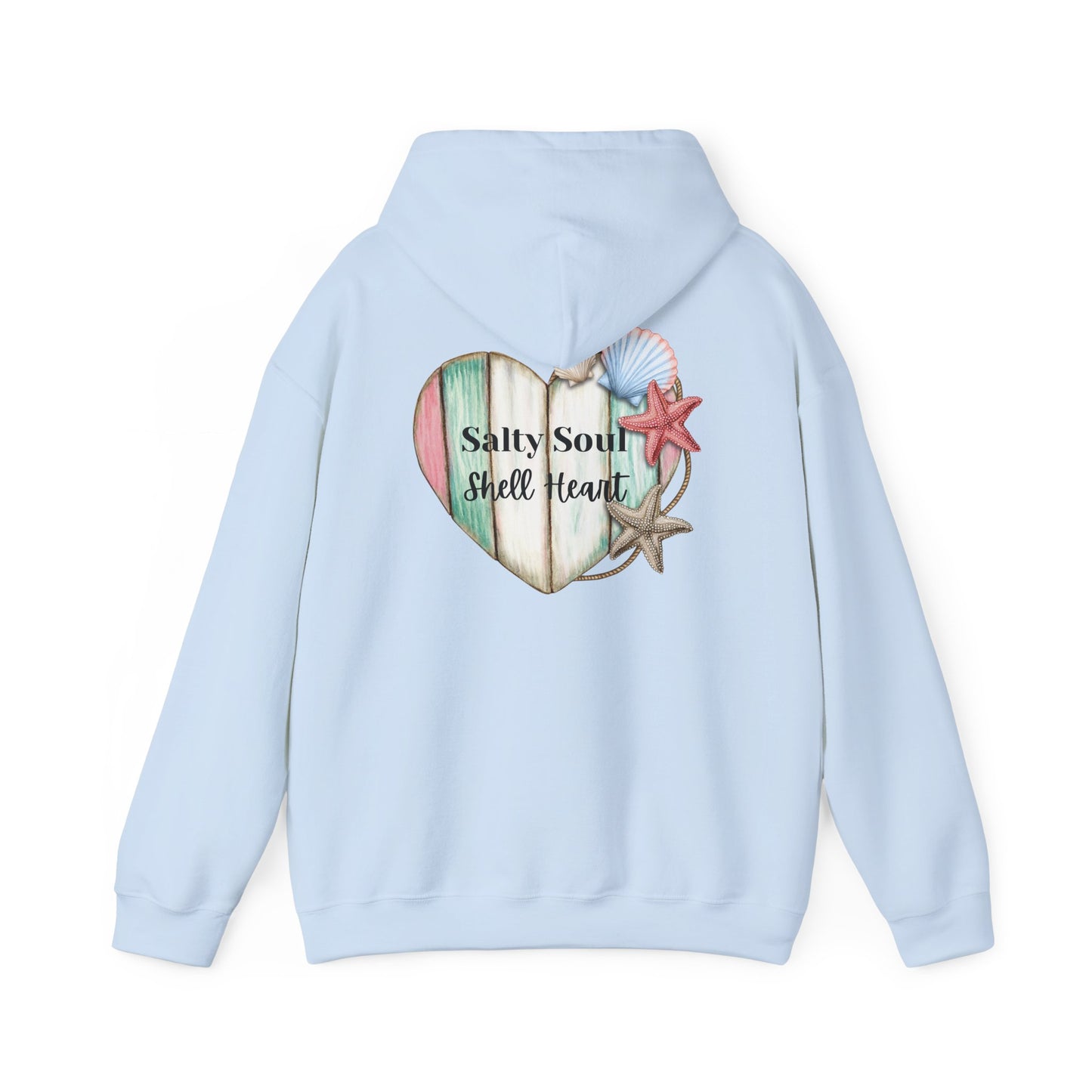 Salty Soul Shell Heart Hoodie, Beach Lover Coastal Sweatshirt for Ocean Vibes, Summer Vibes Gift