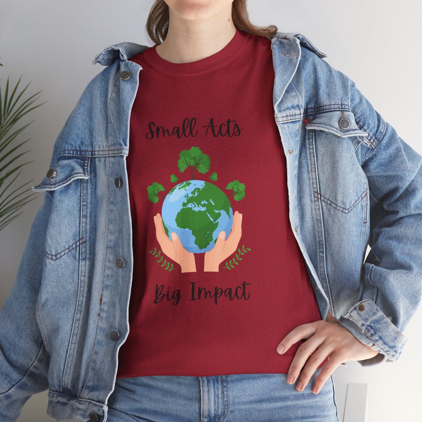 Eco-Friendly Unisex Heavy Cotton Tee, Small Acts Big Impact Shirt, Sustainable Fashion, Gift for Earth Lovers, Everyday Casual Wear