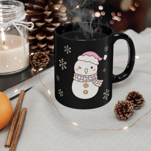 Snowman Christmas Mug, Cute Holiday Drinkware for Winter, Gift for Him/Her, Ceramic Coffee Cup, Snowfall Decoration