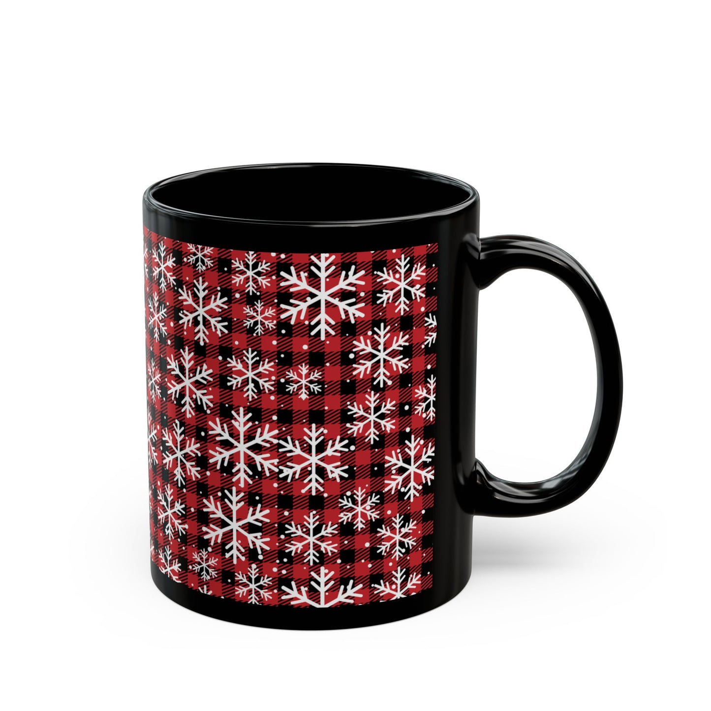 Buffalo Plaid Snowflake Ceramic Mug – Cozy Winter Coffee Cup