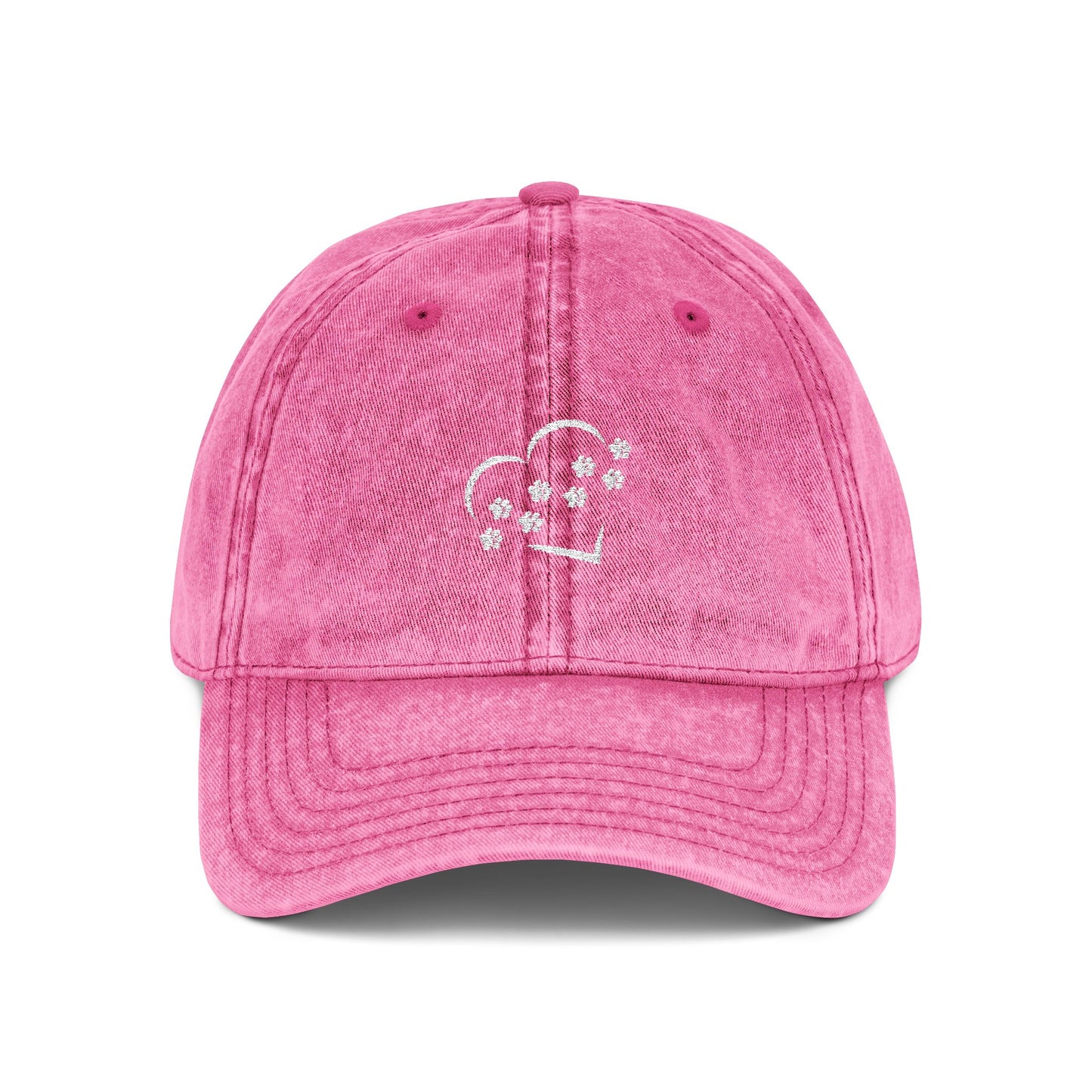 Paw Print Heart Vintage Embroidered Cap, Pet Lovers, Gift for Pet Parents, Animal Lovers