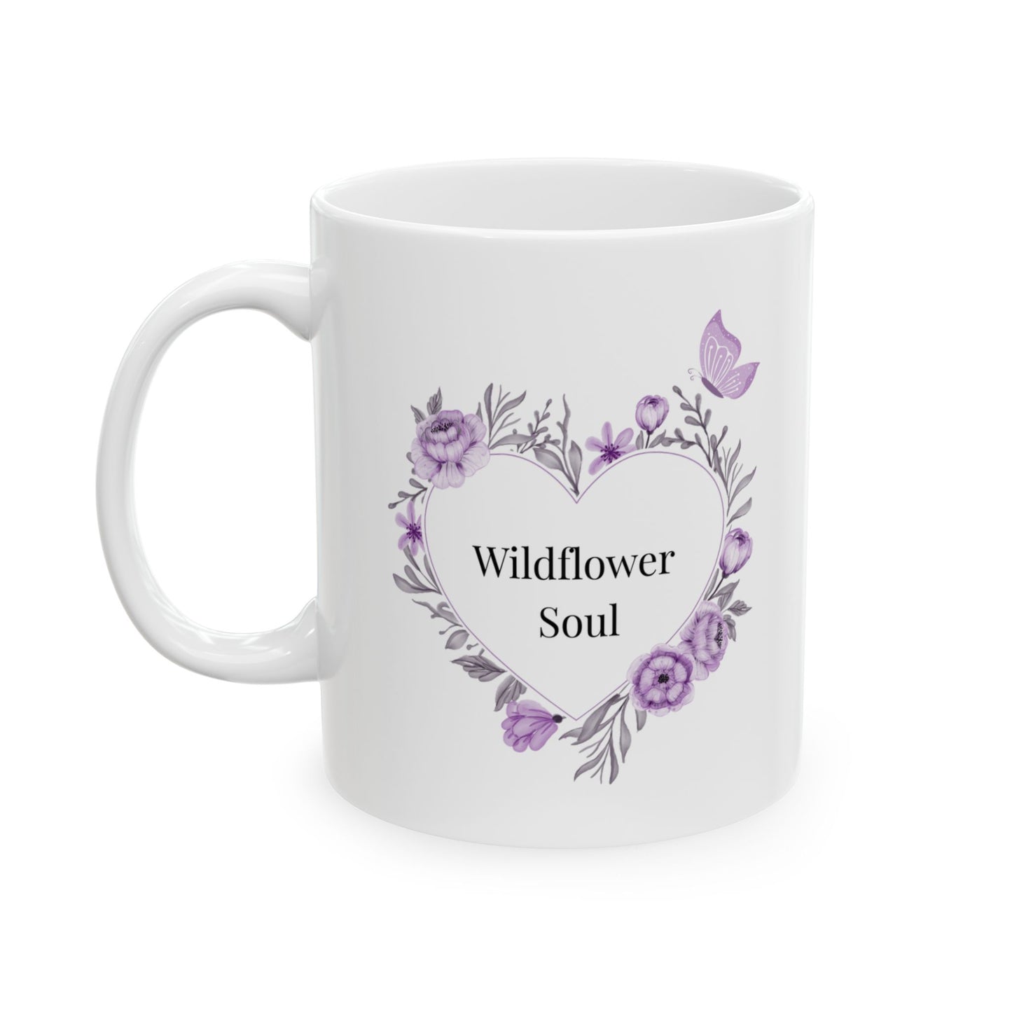 Wildflower Soul Floral Ceramic Mug Perfect for Friends, Gifts, Coffee Lovers, Home Decor, Birthdays, Lavender Vibes