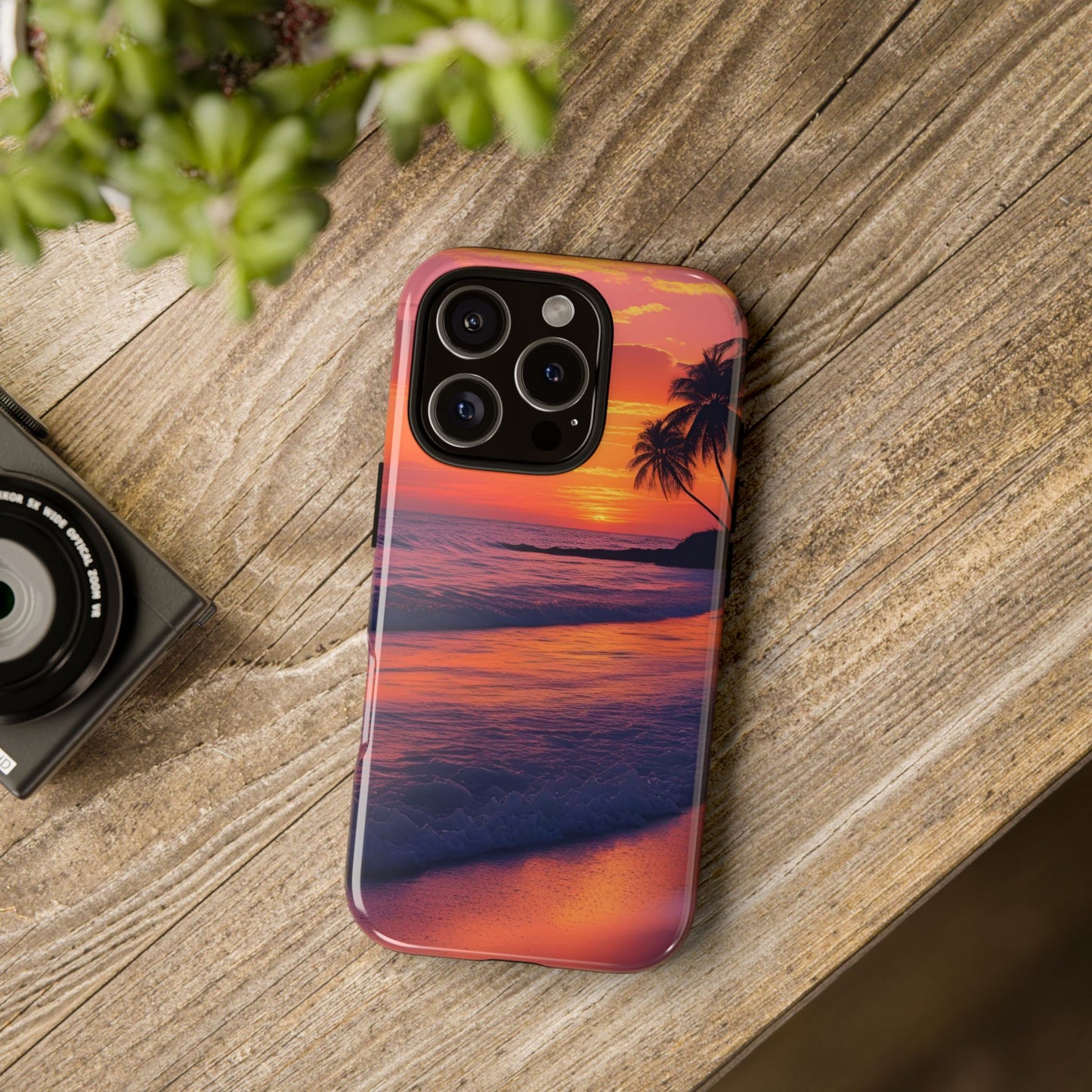 Palm Beach Sunset Design, Beach Lovers Gift, Relaxing Phone Cover, Tropical Hard Case, Protective Shell, Summer Vibes