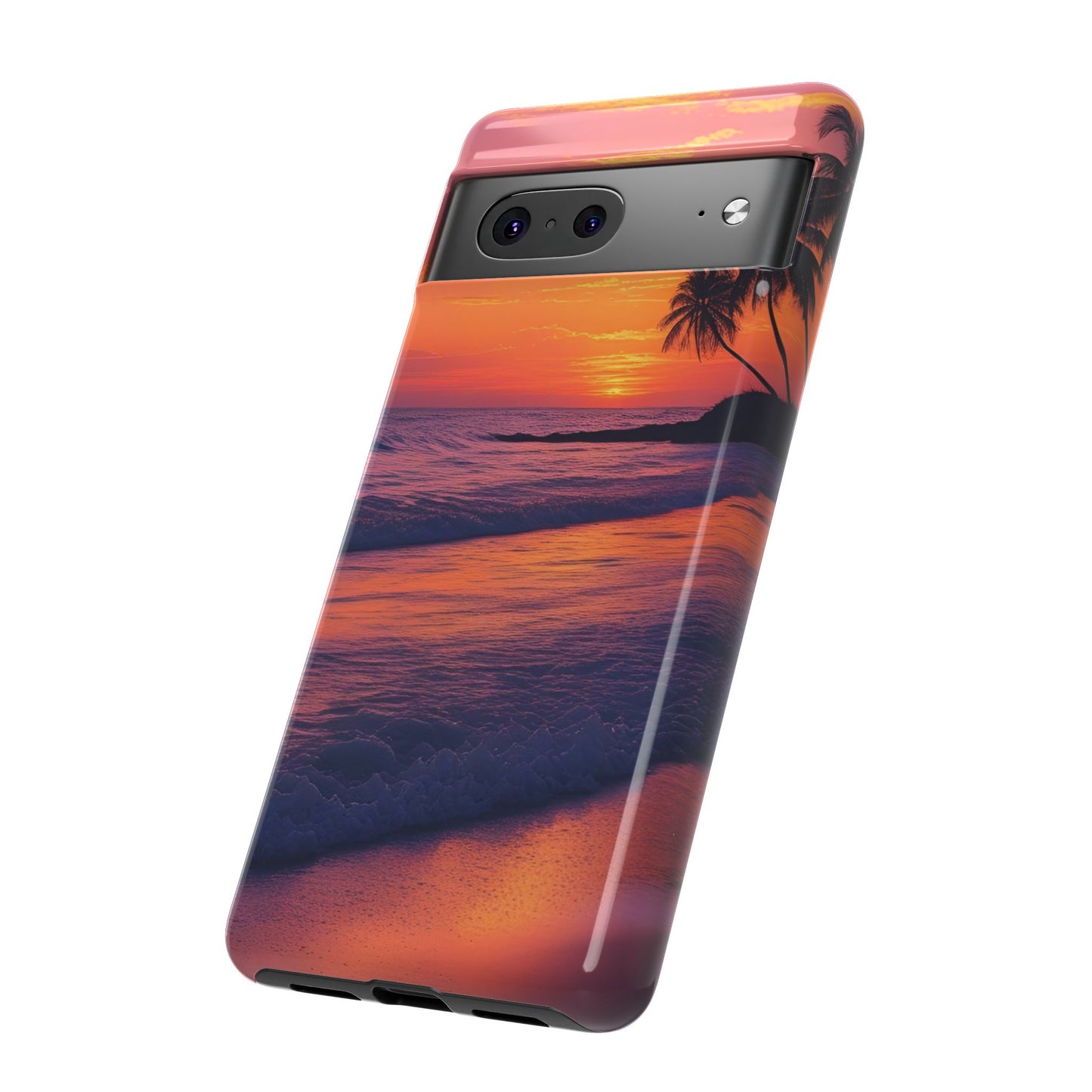 Palm Beach Sunset Design, Beach Lovers Gift, Relaxing Phone Cover, Tropical Hard Case, Protective Shell, Summer Vibes