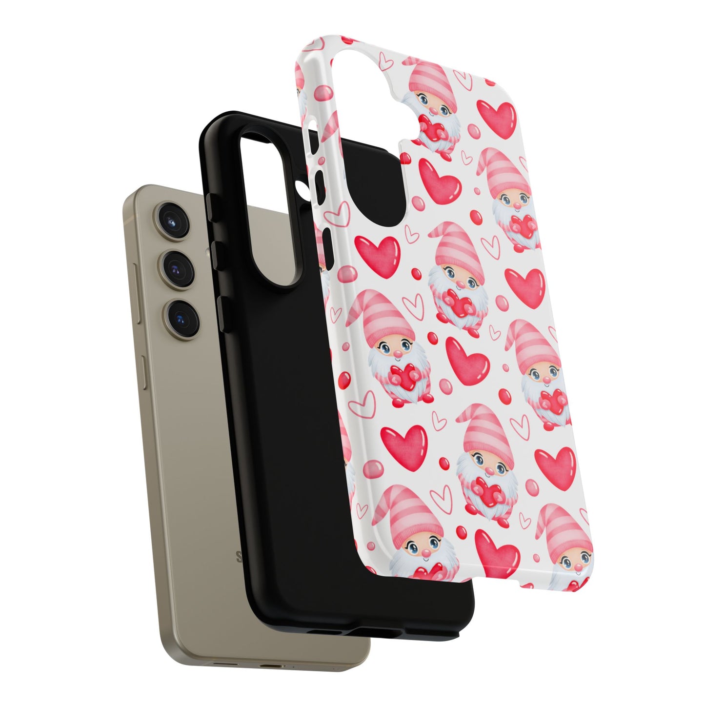 Pink Gnome Heart Phone Case, Festive Gift for Her, Unique Protective Case, Fun Holiday Accessory, Valentine's Day Accessory