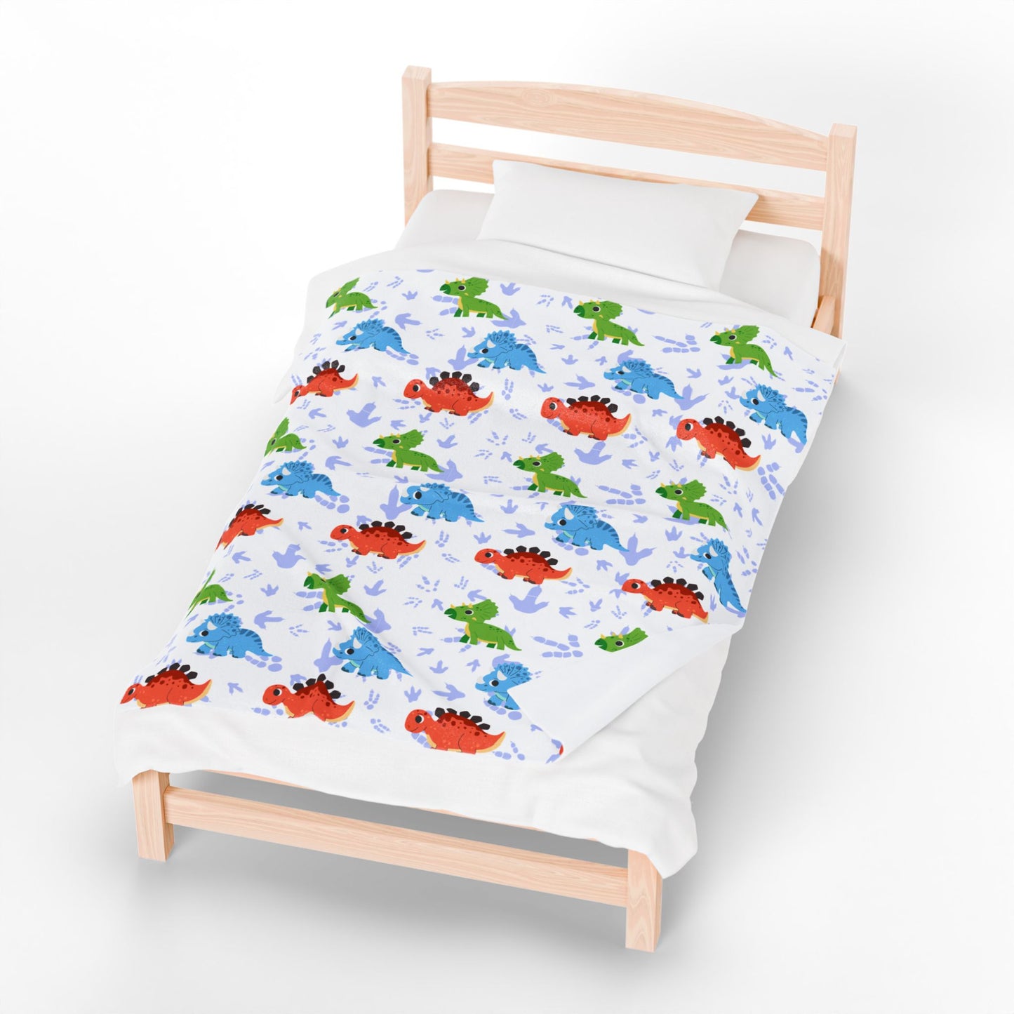 Colorful Dino Friends Plush Blanket - Cartoon Dinosaurs Velveteen Throw for Kids